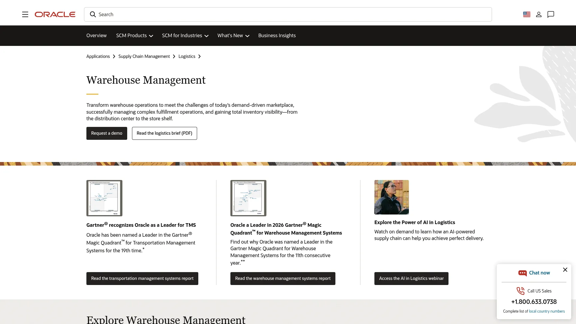 Oracle Fusion Cloud Warehouse Management product page