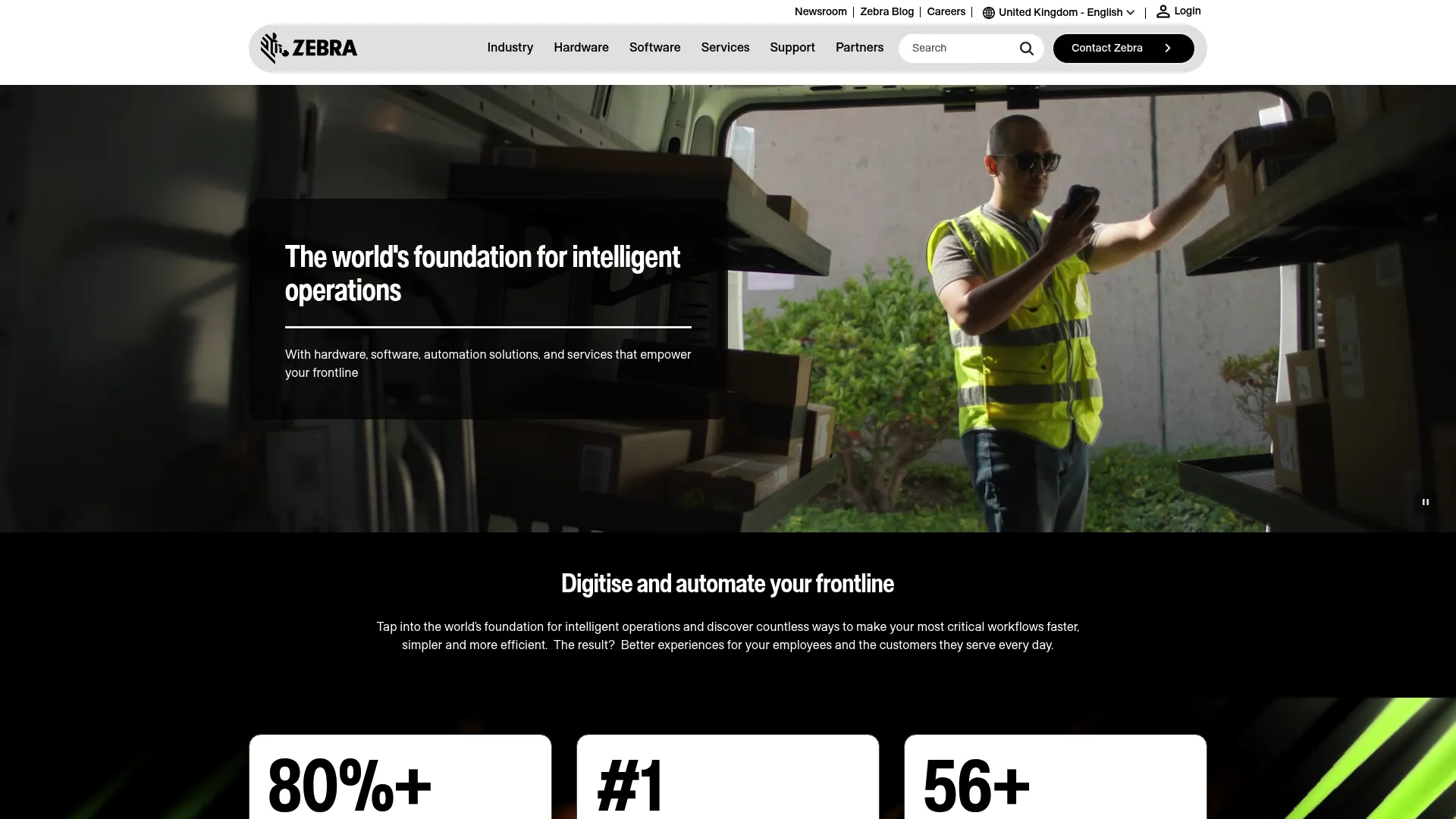 Zebra Technologies frontline operations hardware and software homepage