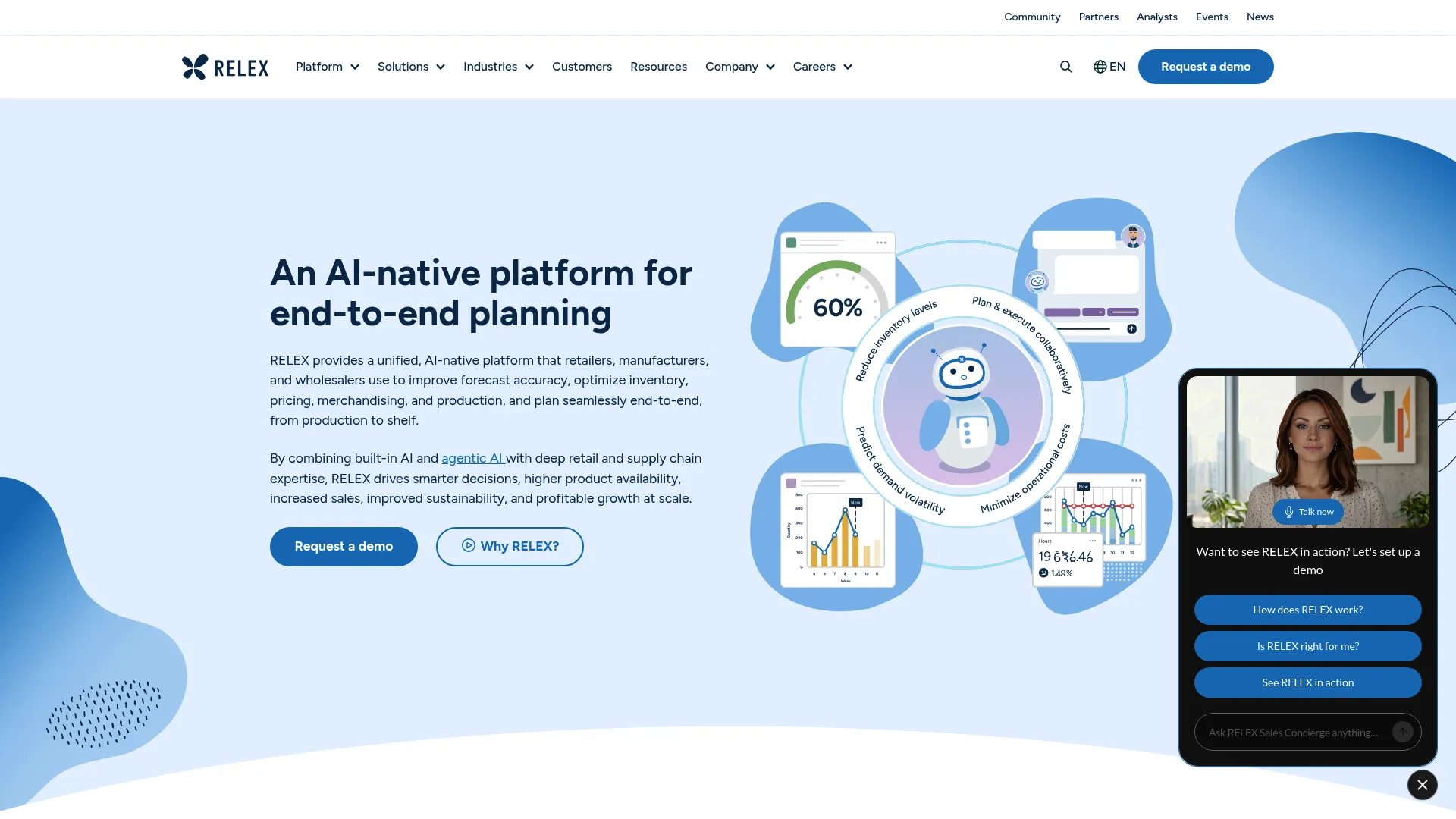 RELEX Solutions AI-native retail and supply chain planning platform homepage