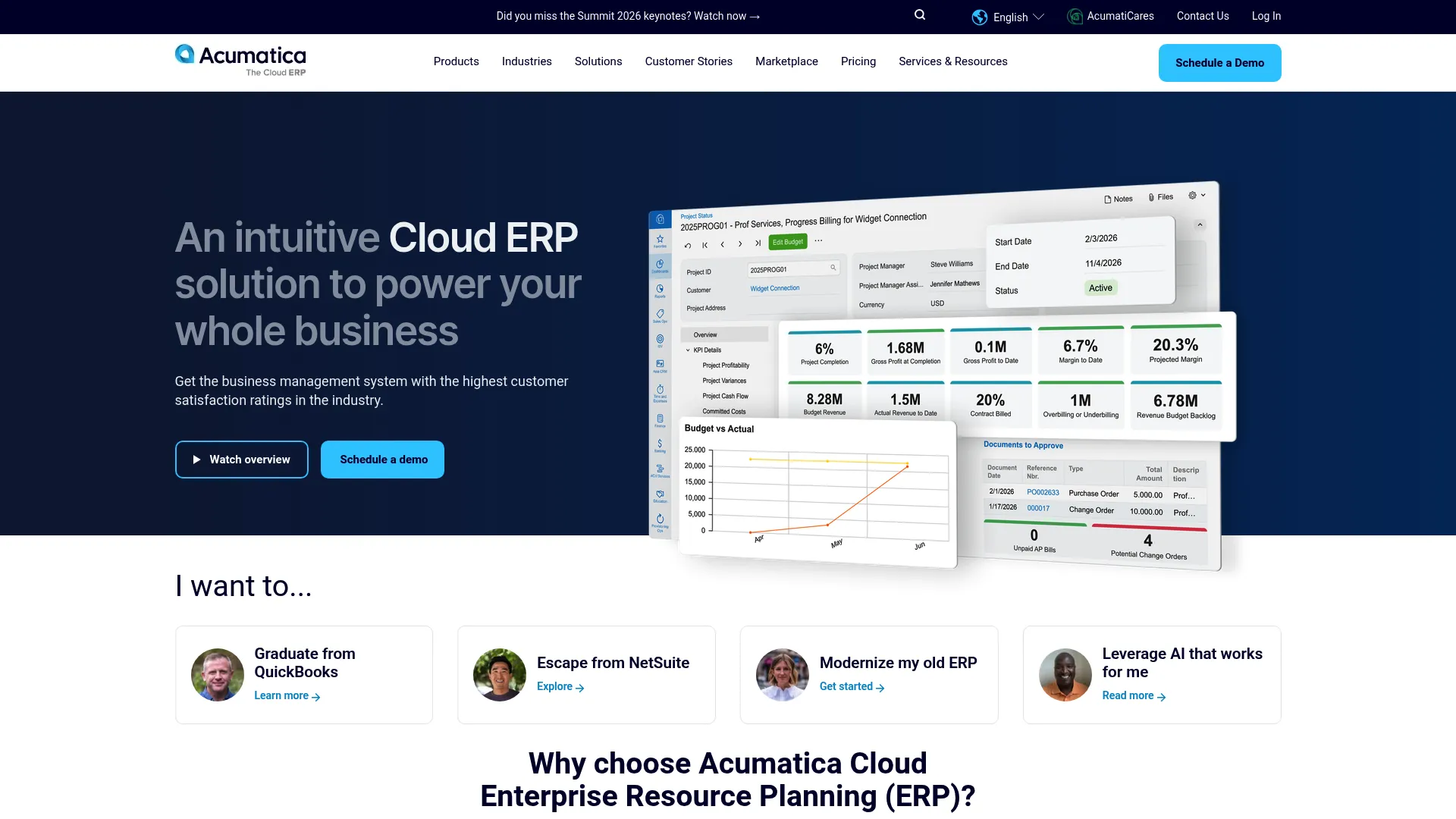 Acumatica distribution ERP homepage