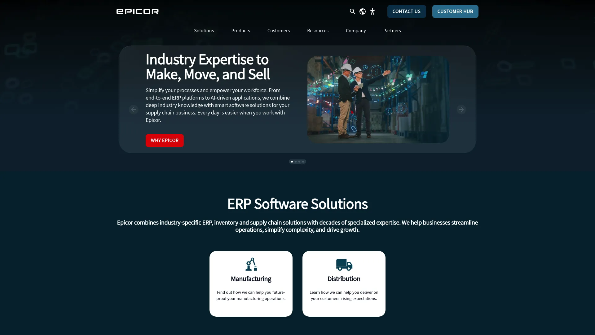 Epicor Prophet 21 distribution ERP homepage