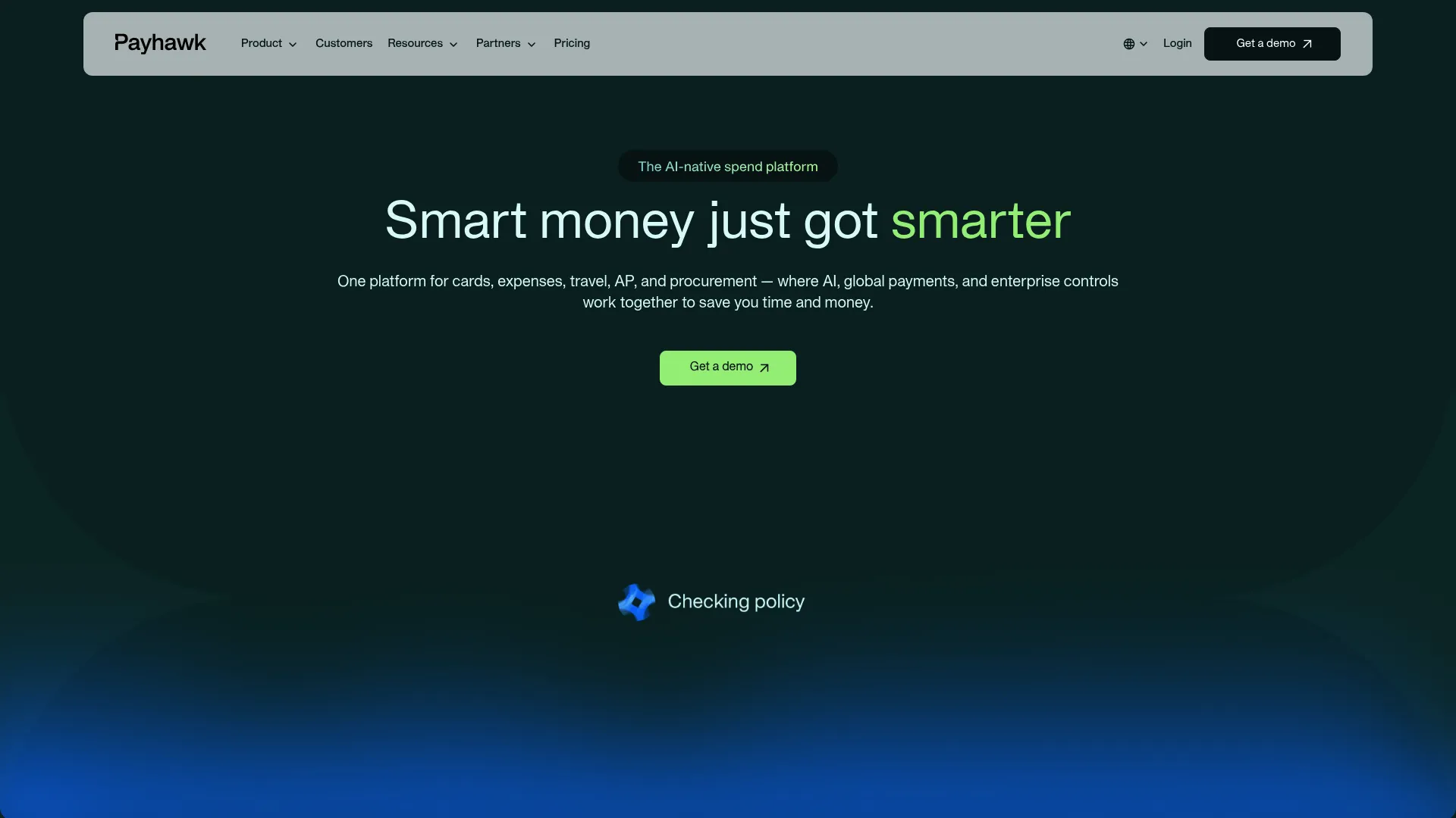 Payhawk spend management platform homepage
