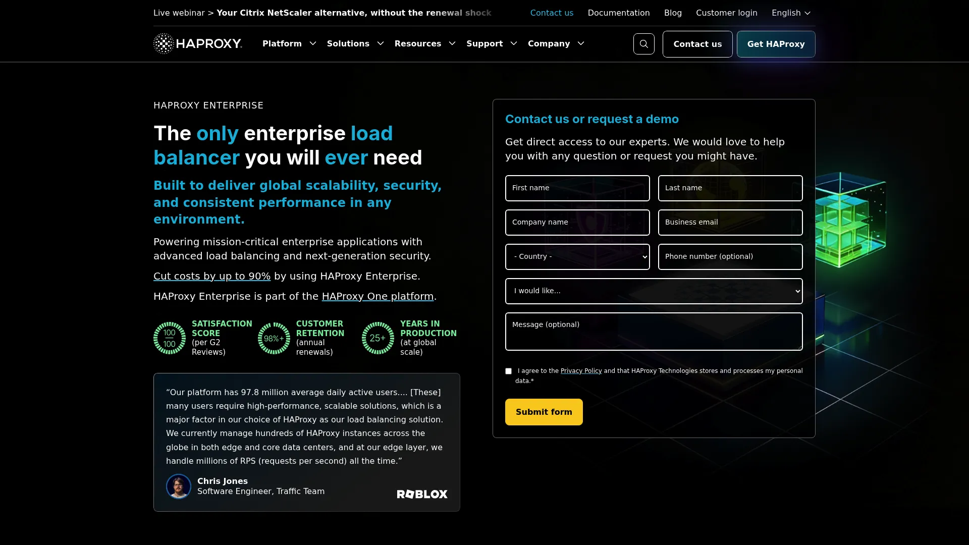 HAProxy Enterprise load balancer software product page