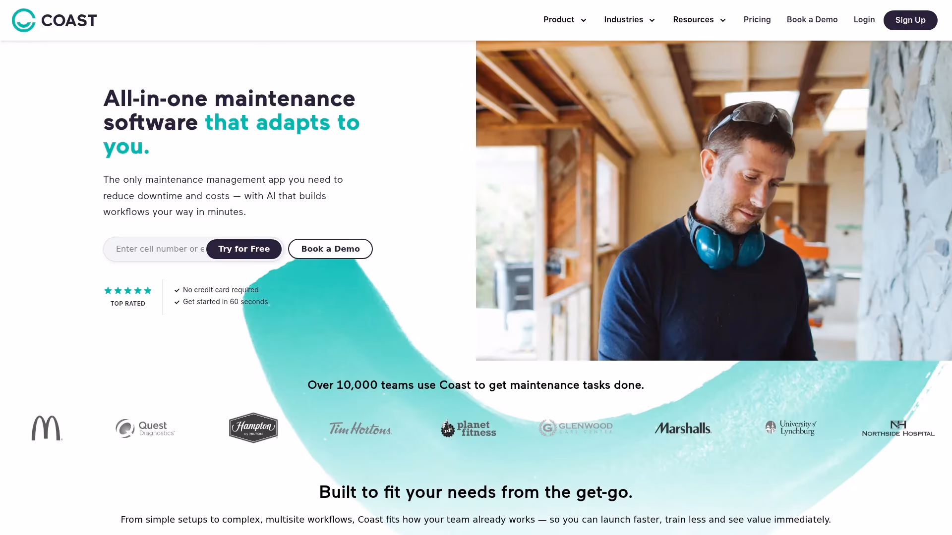 Coast work order management software homepage