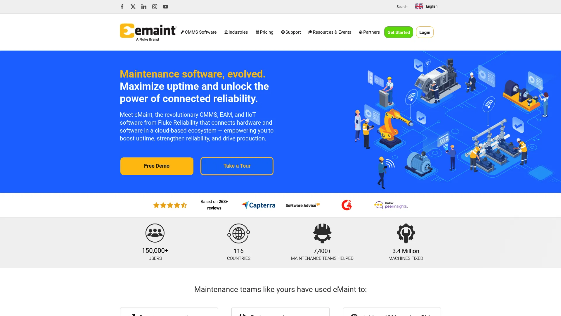 eMaint CMMS and EAM software for maintenance and multi-site operations homepage