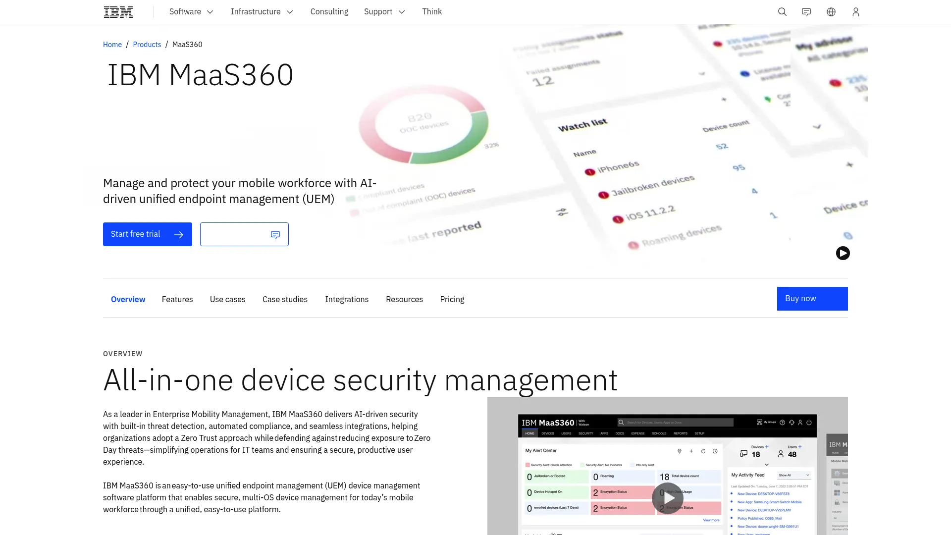 IBM MaaS360 unified endpoint management console