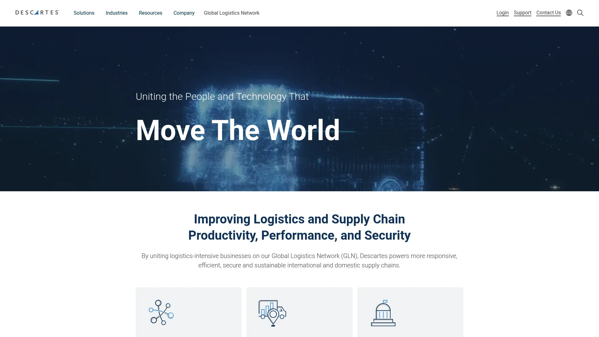 Descartes logistics and supply chain software platform homepage
