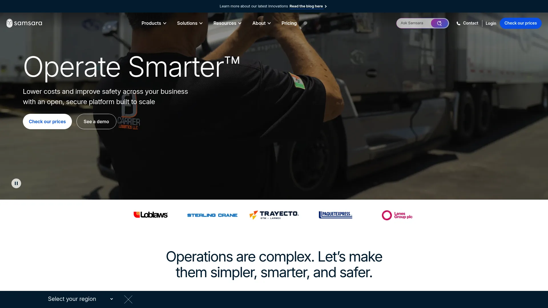 Samsara connected operations platform dashboard