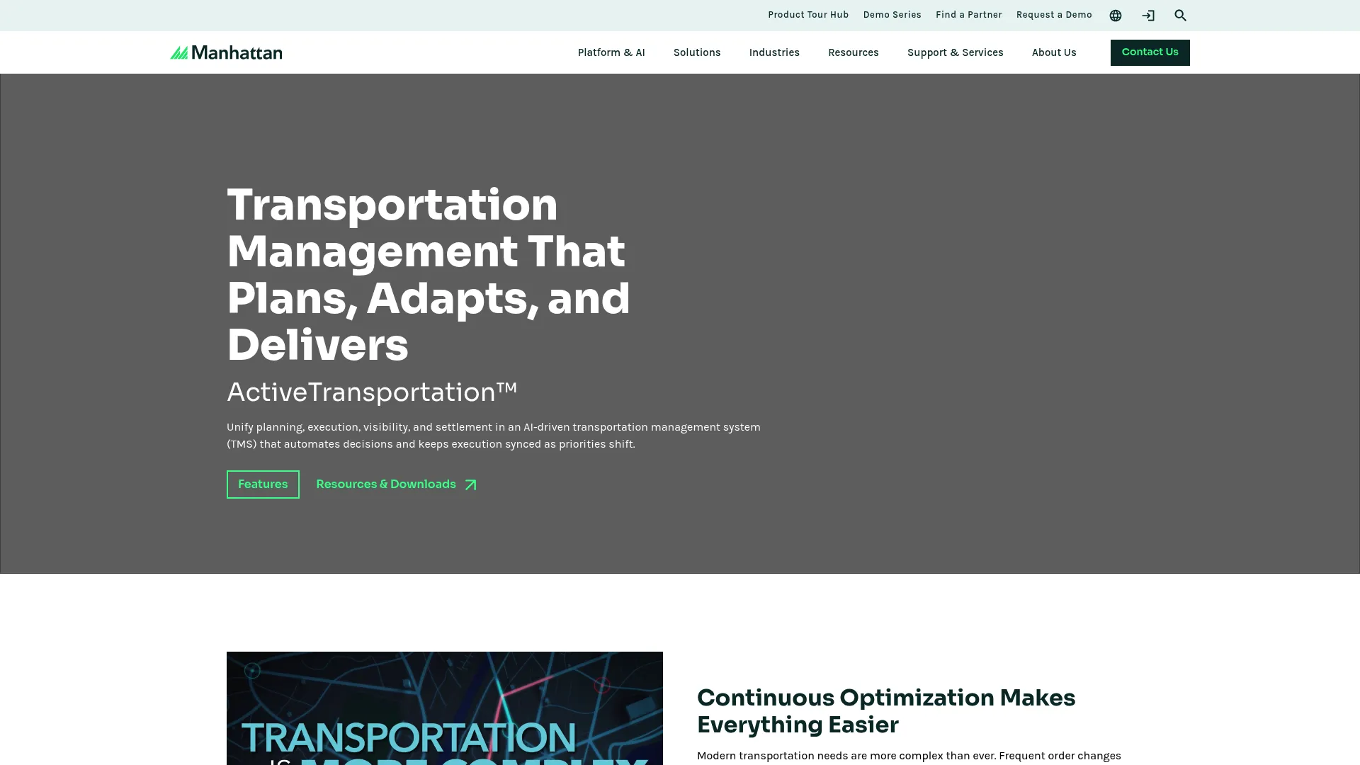 Manhattan Associates Active Transportation interface