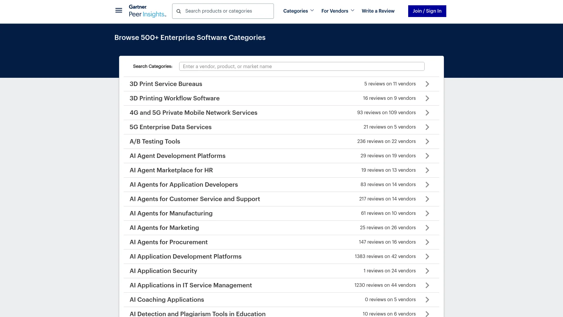 Gartner Peer Insights Transportation Management Systems page