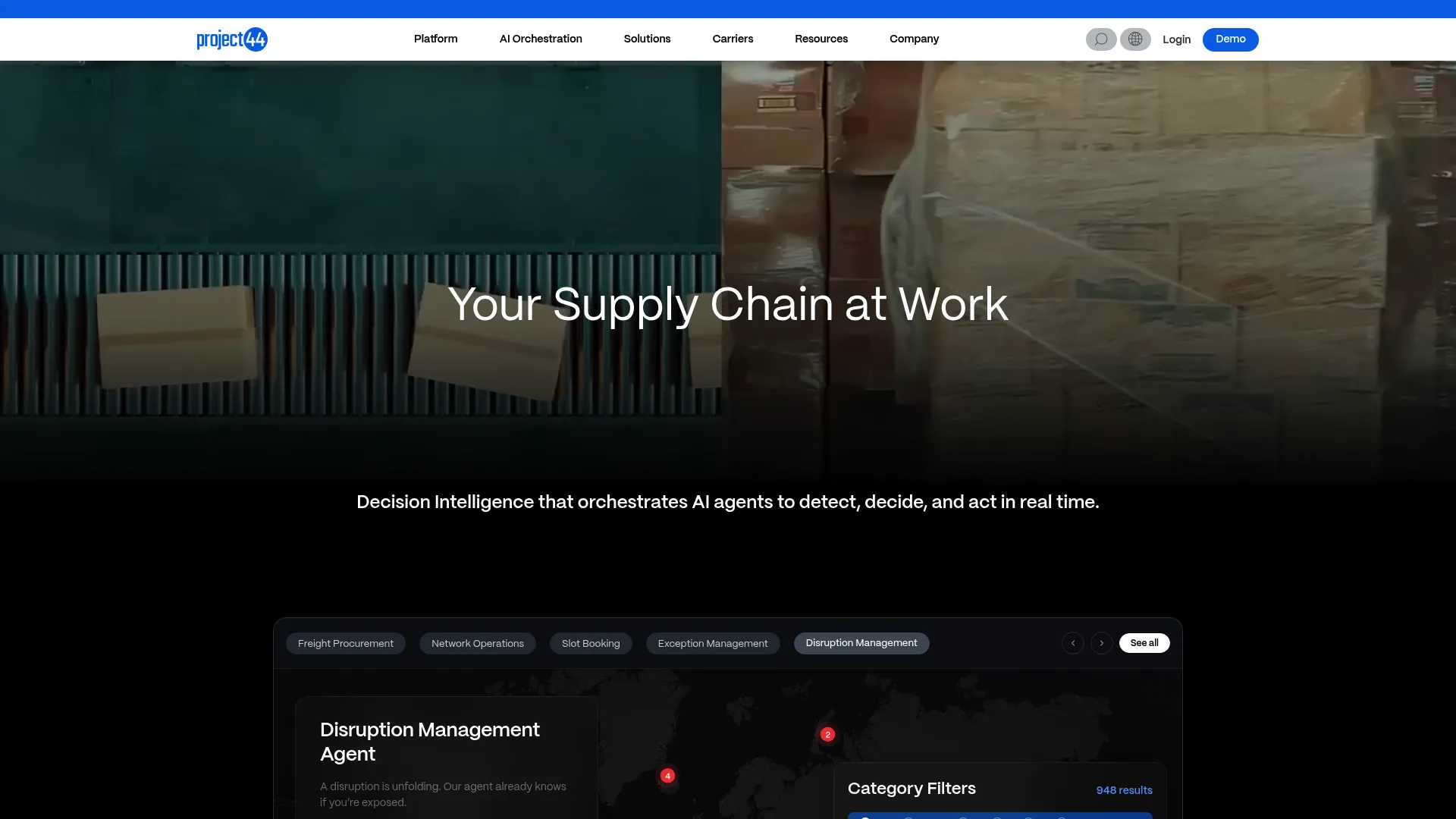 project44 supply chain visibility platform homepage