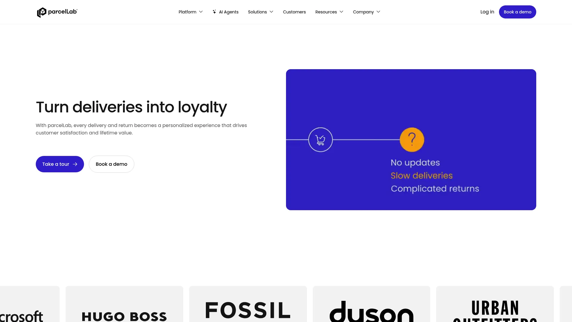 parcelLab post-purchase experience platform homepage