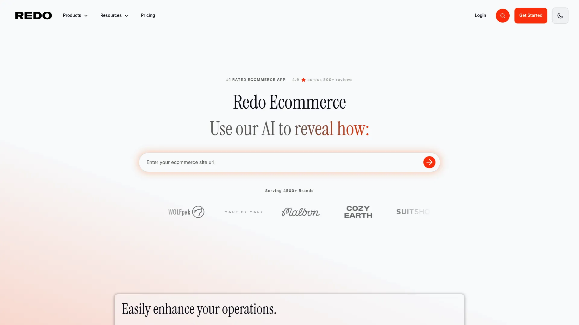 Redo Returns and Exchanges post-purchase platform homepage