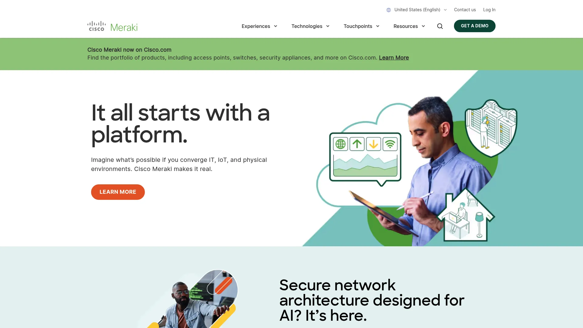 Cisco Meraki SD-WAN cloud-managed networking page