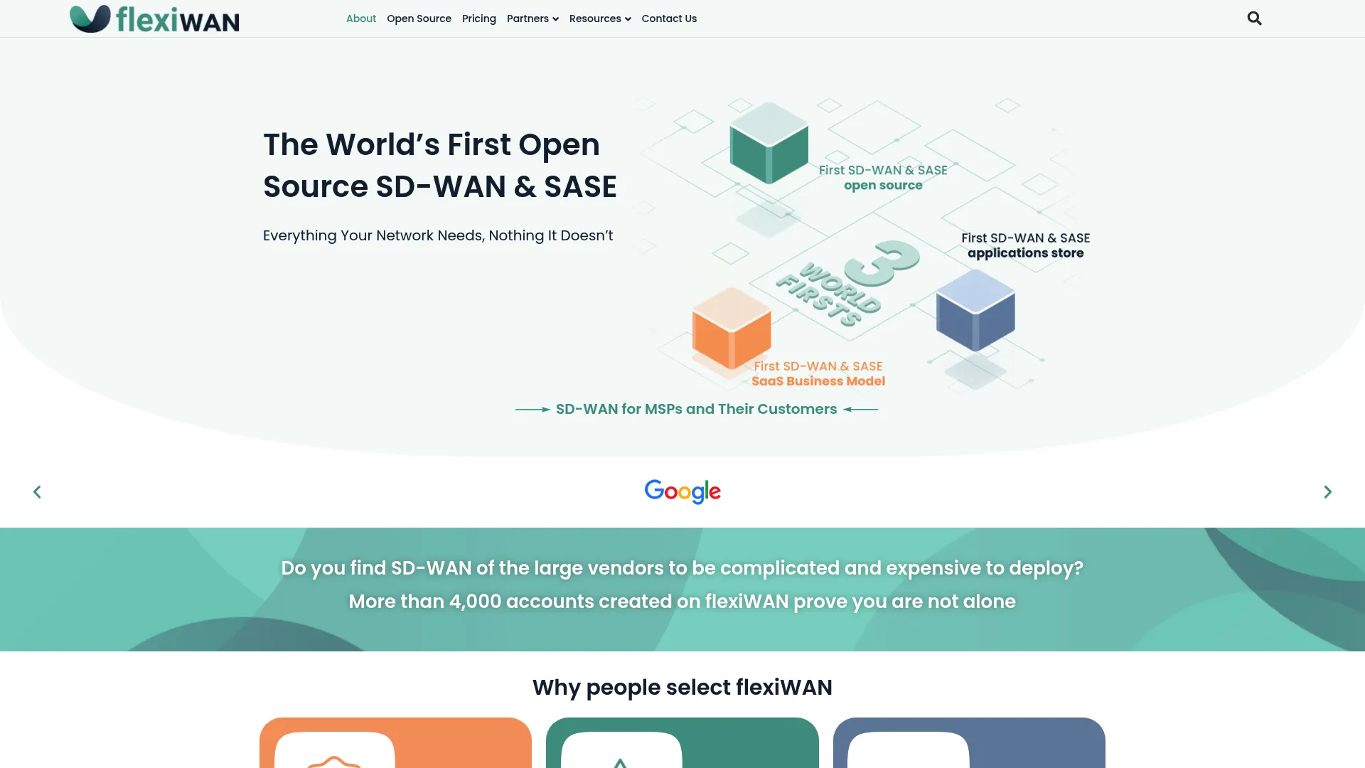 flexiWAN open-source SD-WAN platform page
