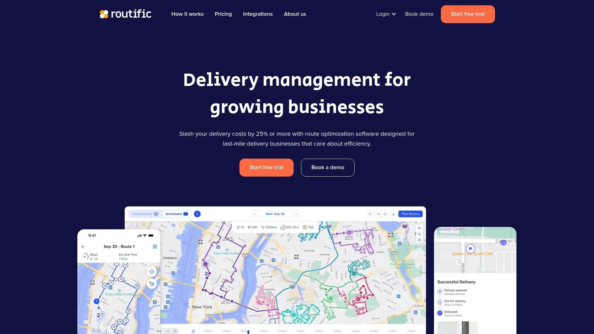 Routific delivery route optimization software dashboard