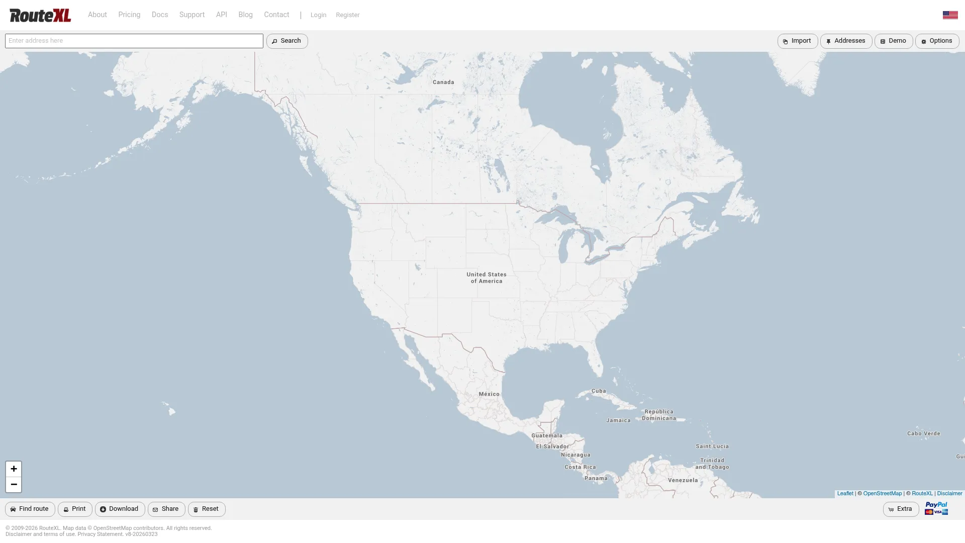 RouteXL web-based multi-stop route planner interface