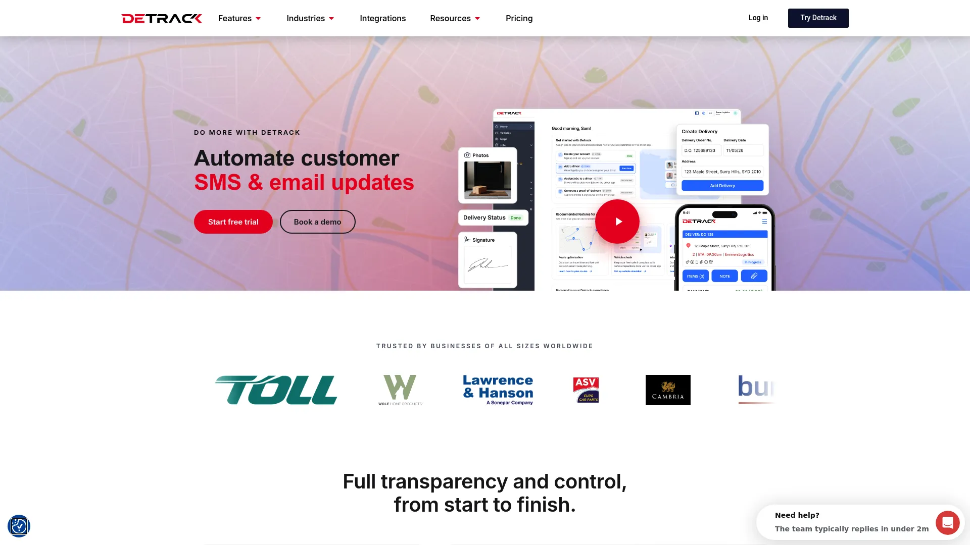 Detrack proof of delivery software
