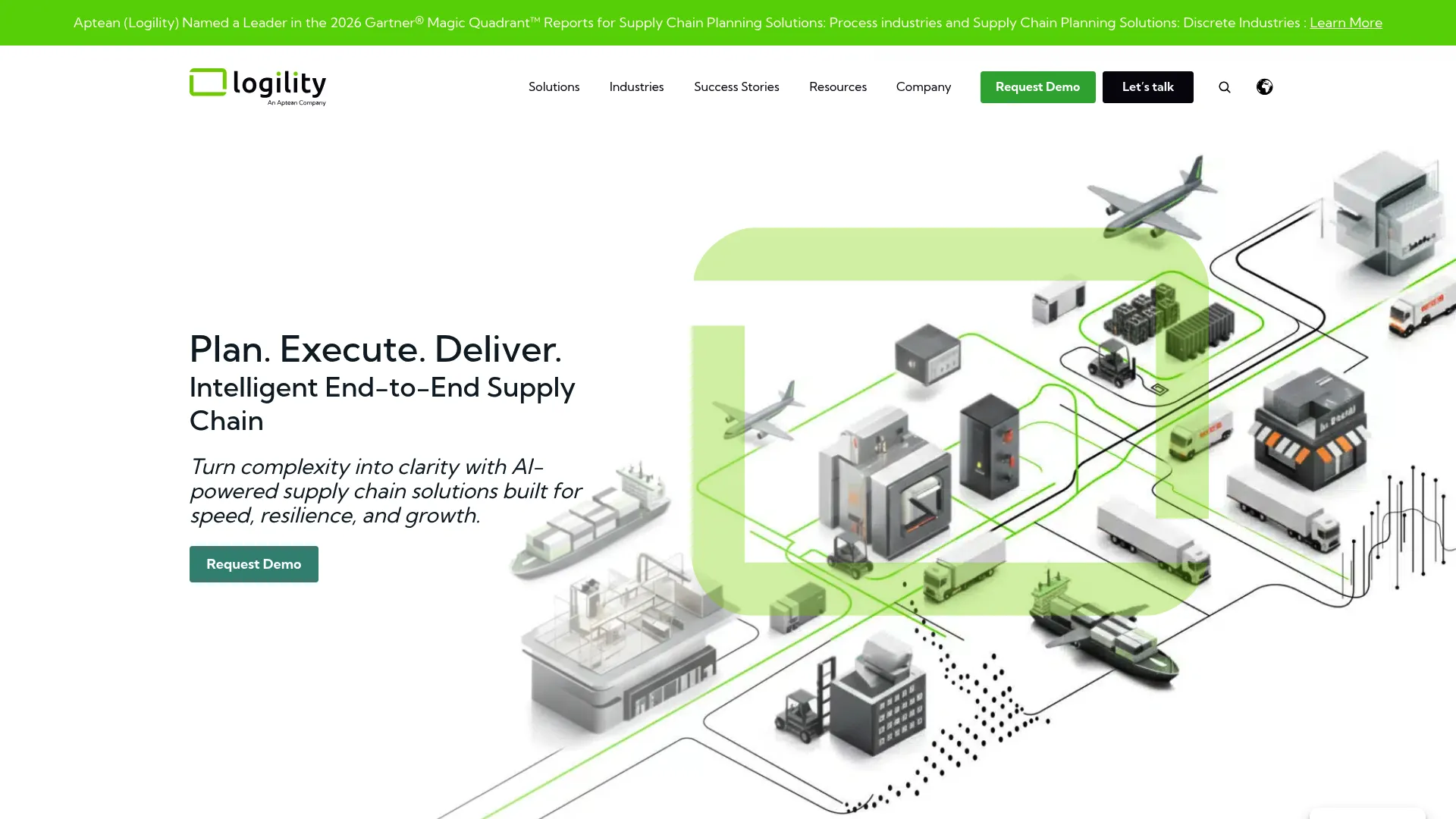 Logility AI supply chain planning homepage