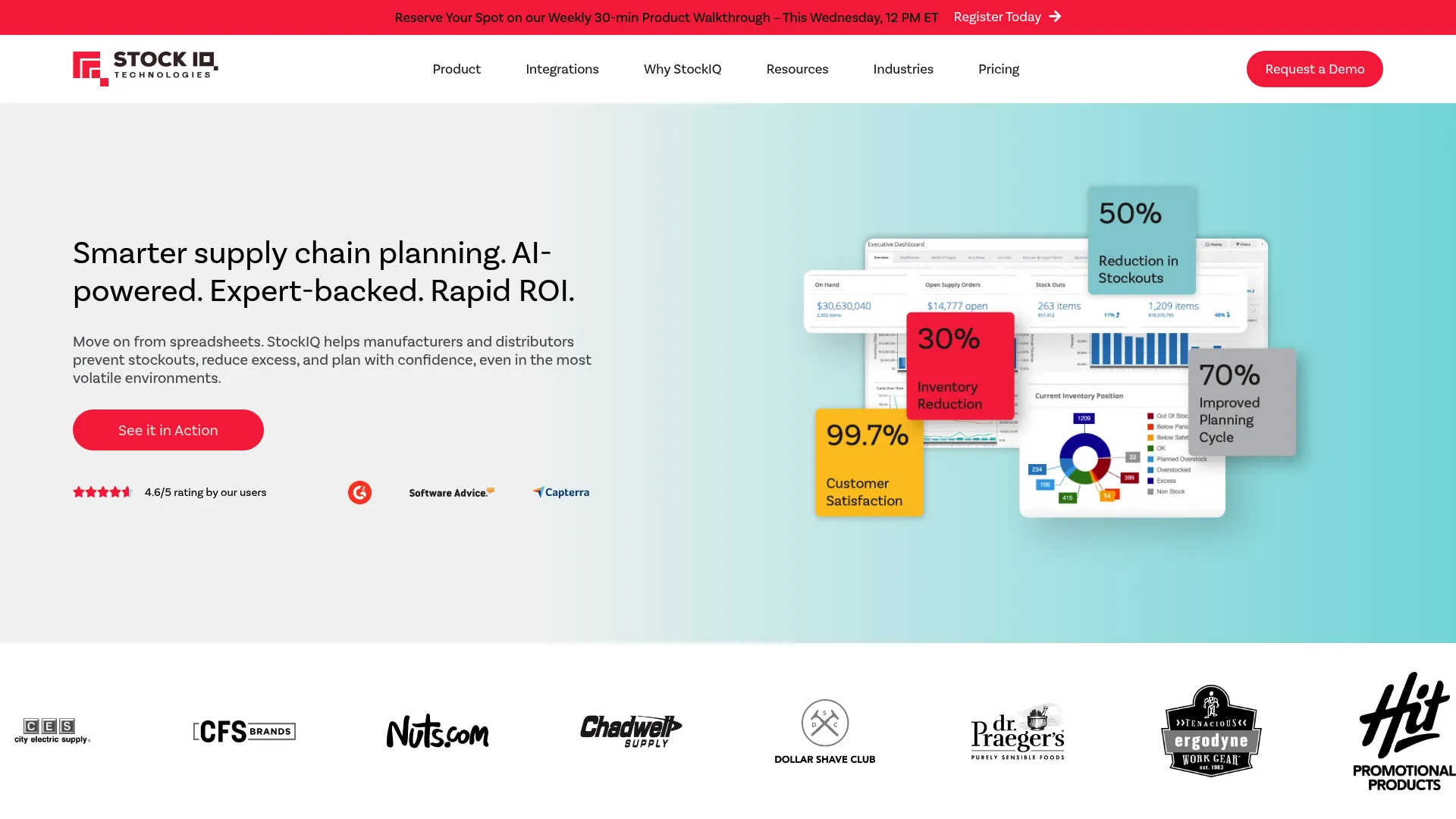 StockIQ supply chain planning homepage