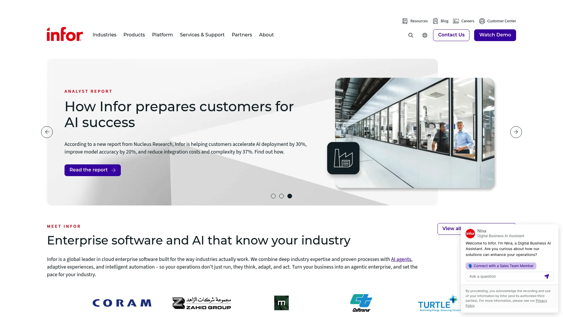 Infor industry cloud homepage