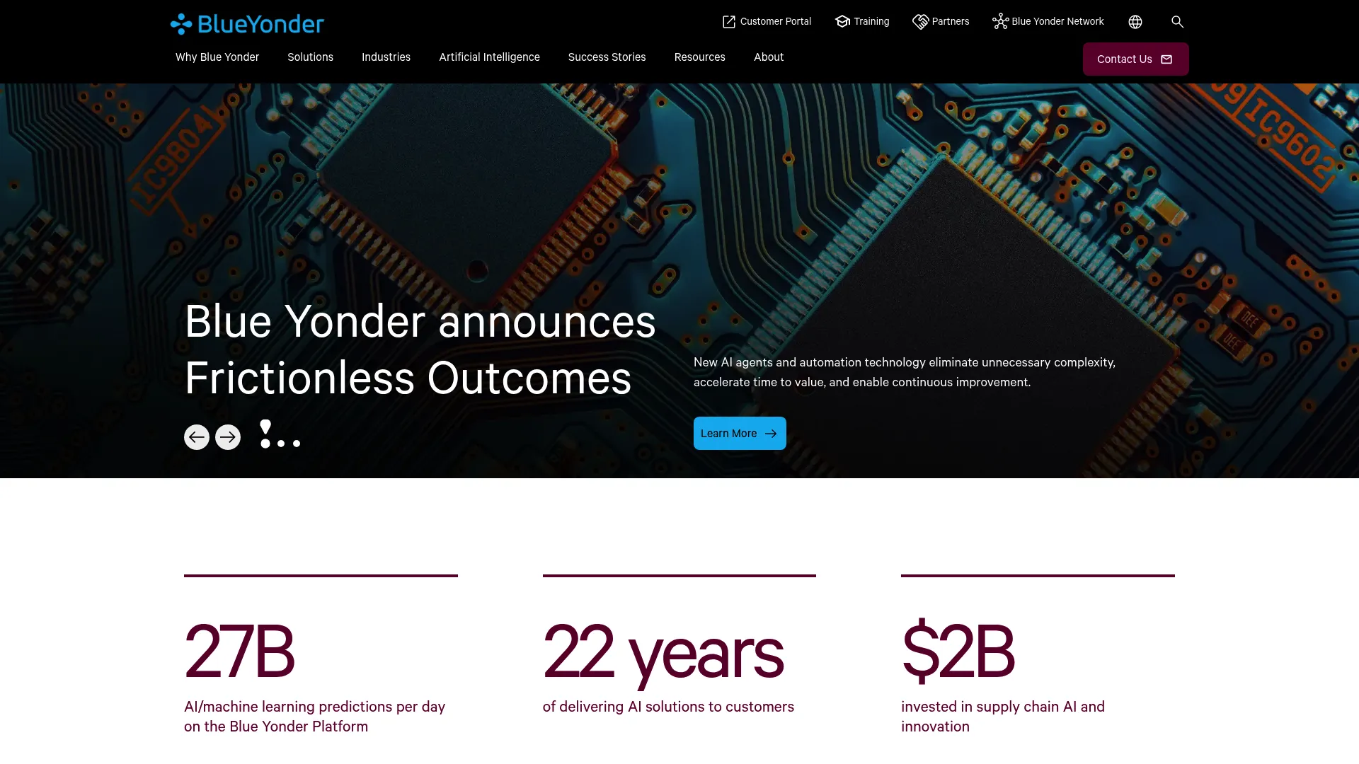 Blue Yonder supply chain platform homepage