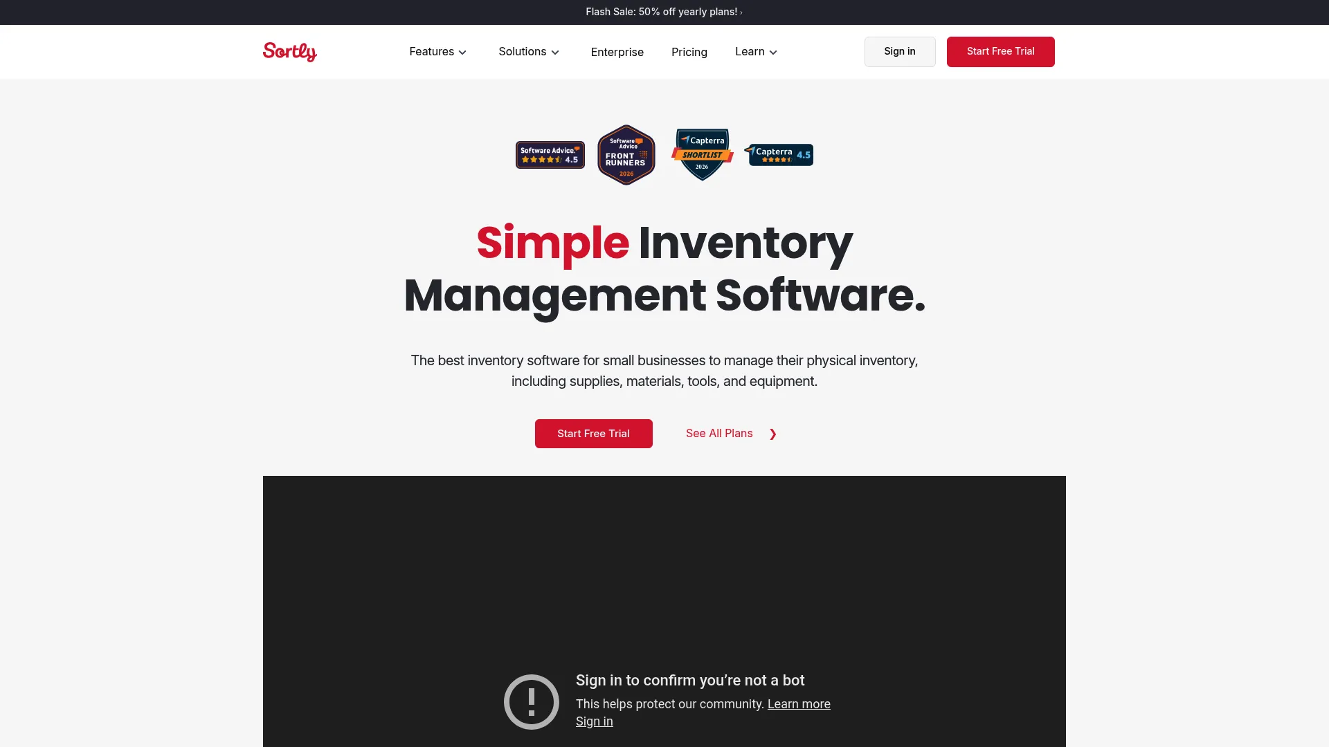 Sortly barcode inventory software homepage
