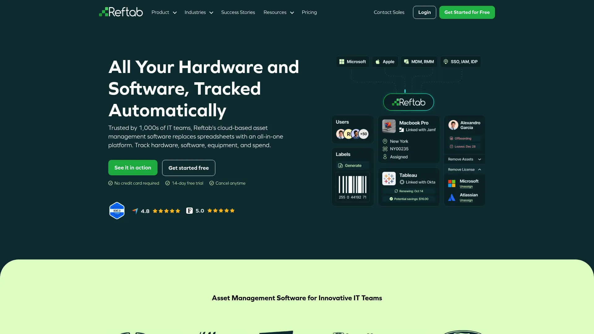 Reftab asset management software