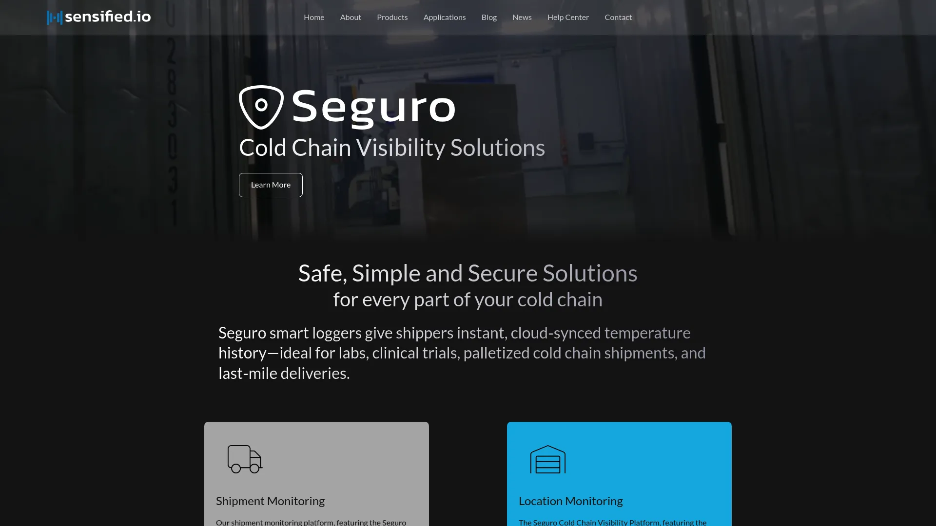 Sensified app-free cold chain temperature logger homepage