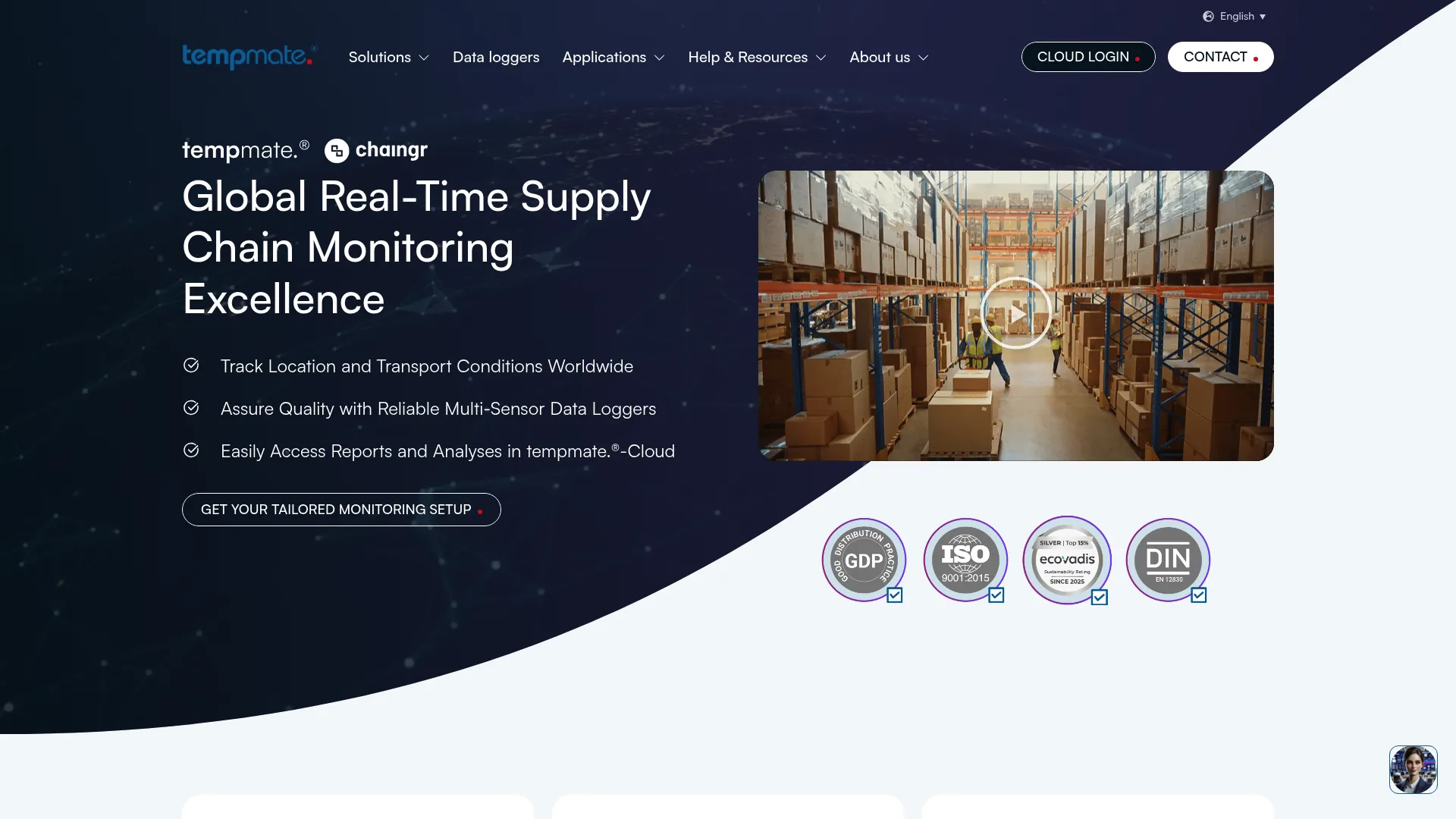 tempmate supply chain monitoring software homepage