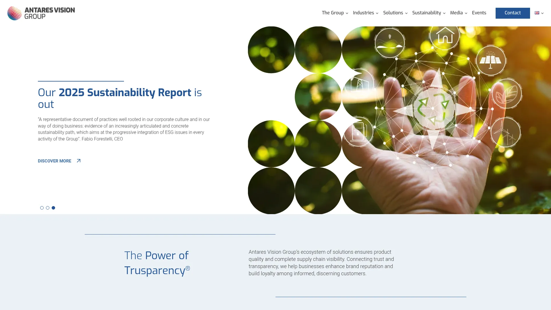 Antares Vision Group traceability and inspection homepage