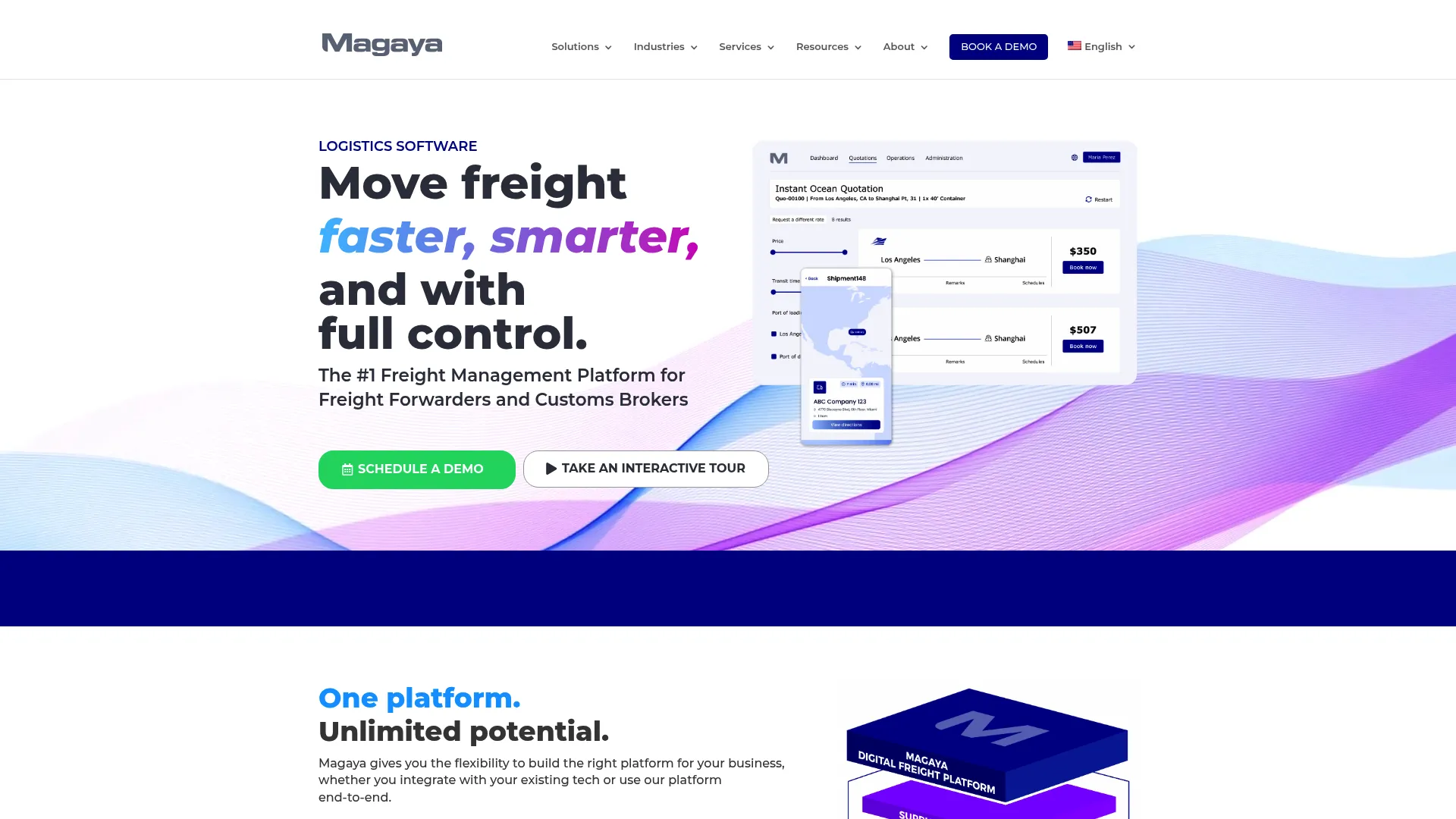 Magaya logistics platform homepage