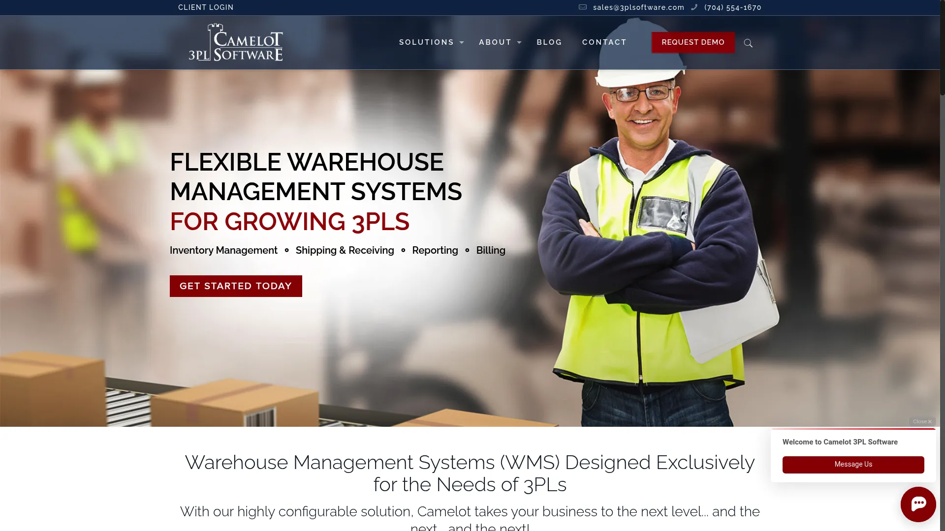Camelot 3PL Software homepage