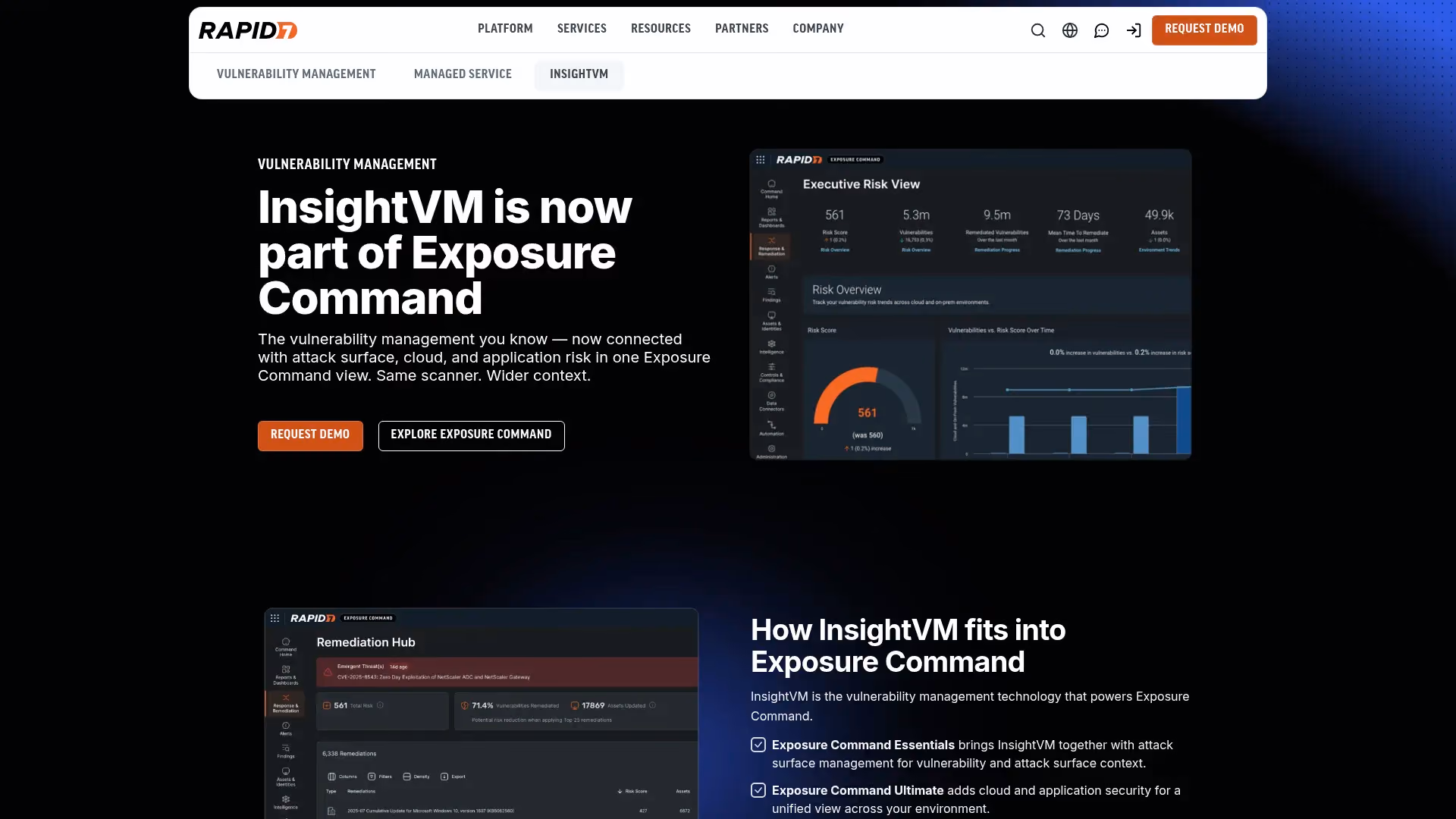 Rapid7 InsightVM dashboard interface