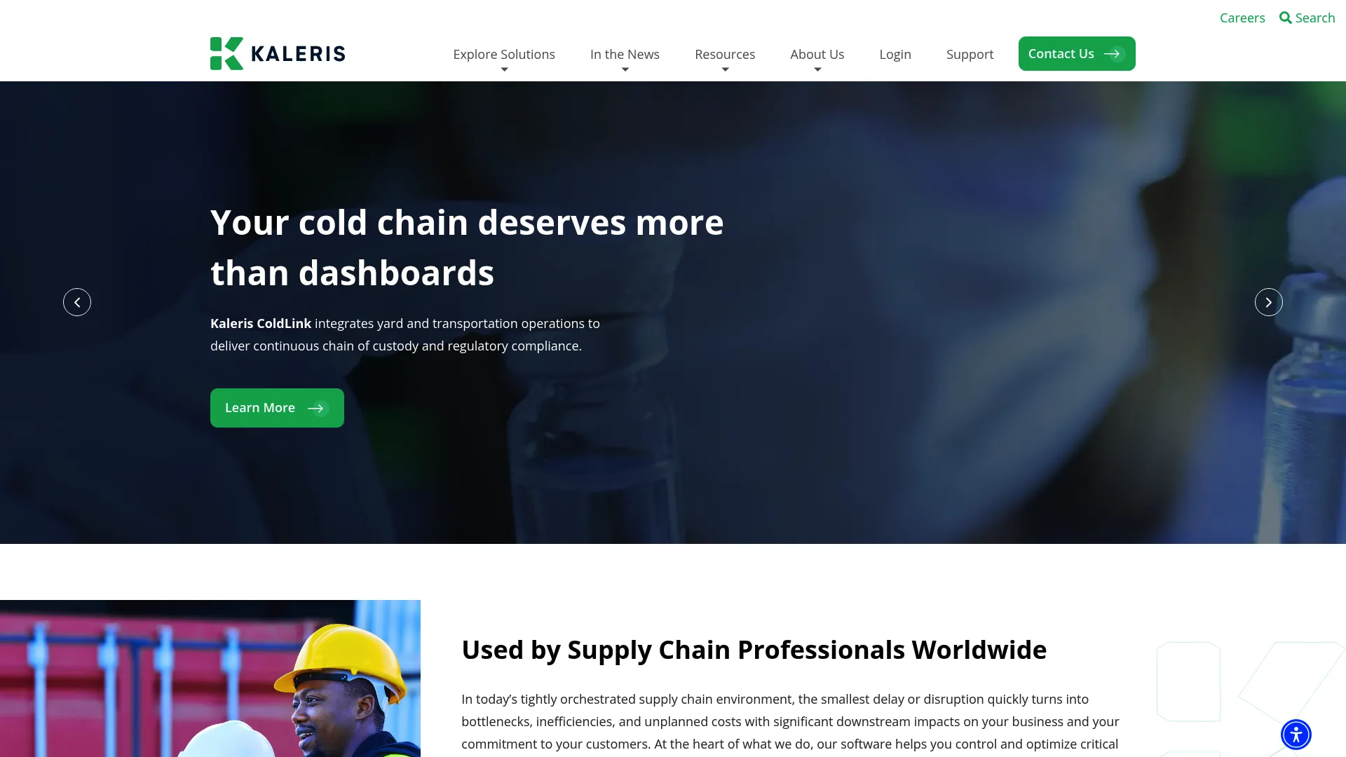 Kaleris supply chain execution software homepage