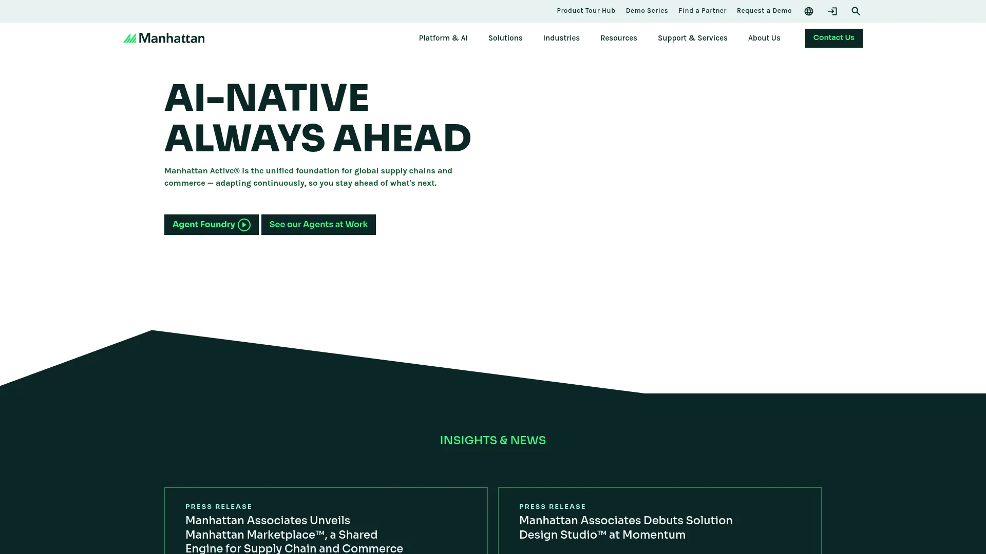 Manhattan supply chain and commerce software homepage
