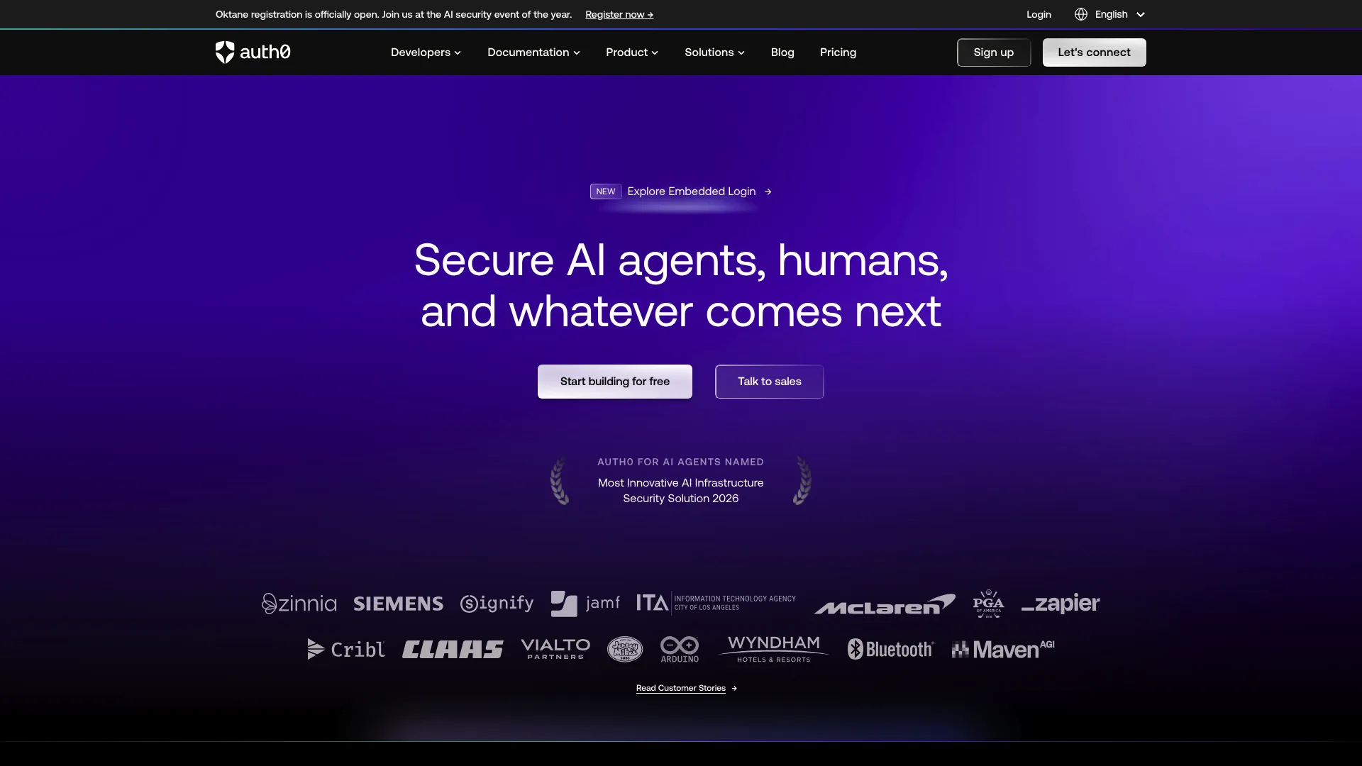 Auth0 identity platform for authentication and SSO homepage