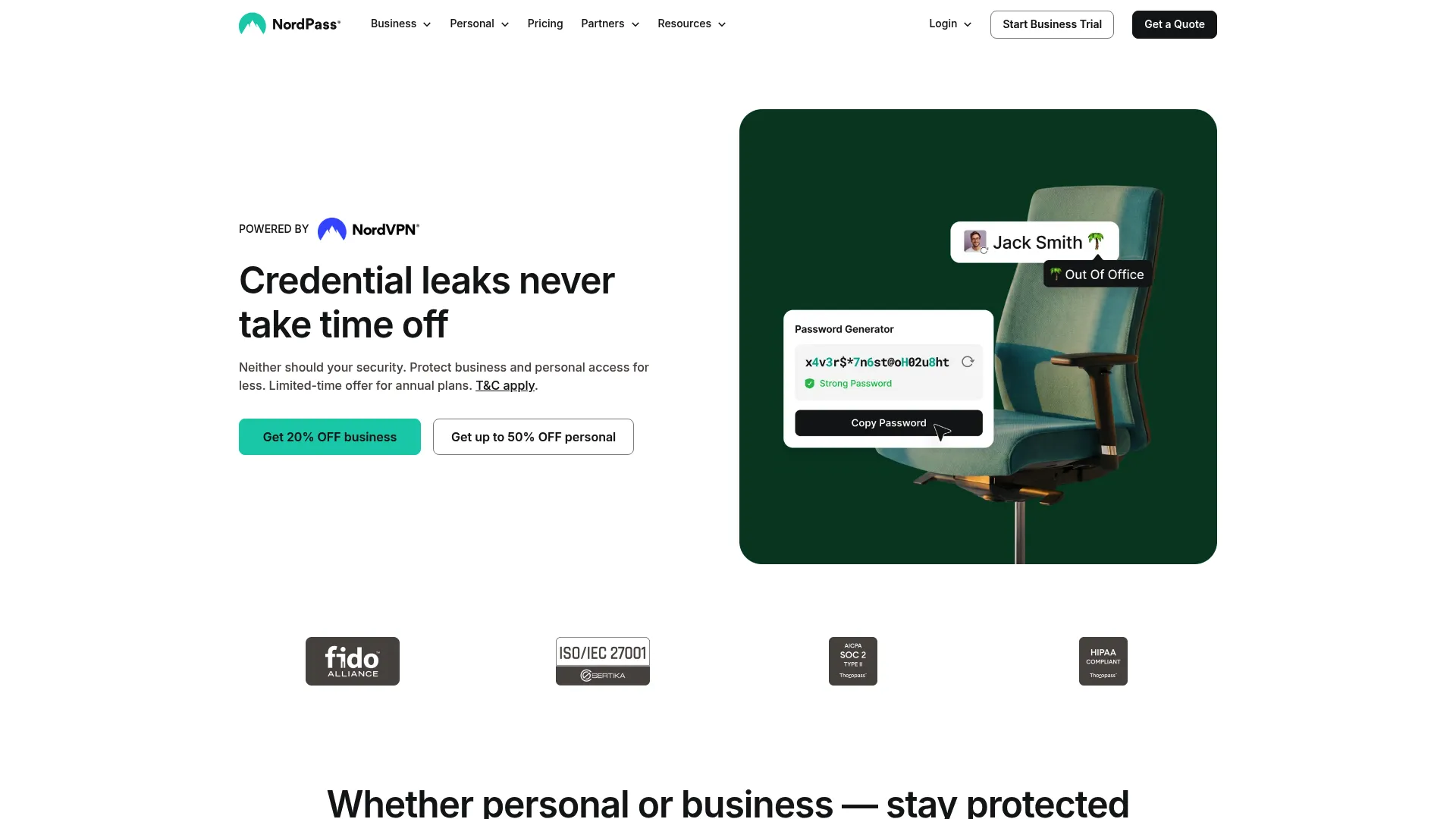 NordPass password manager homepage
