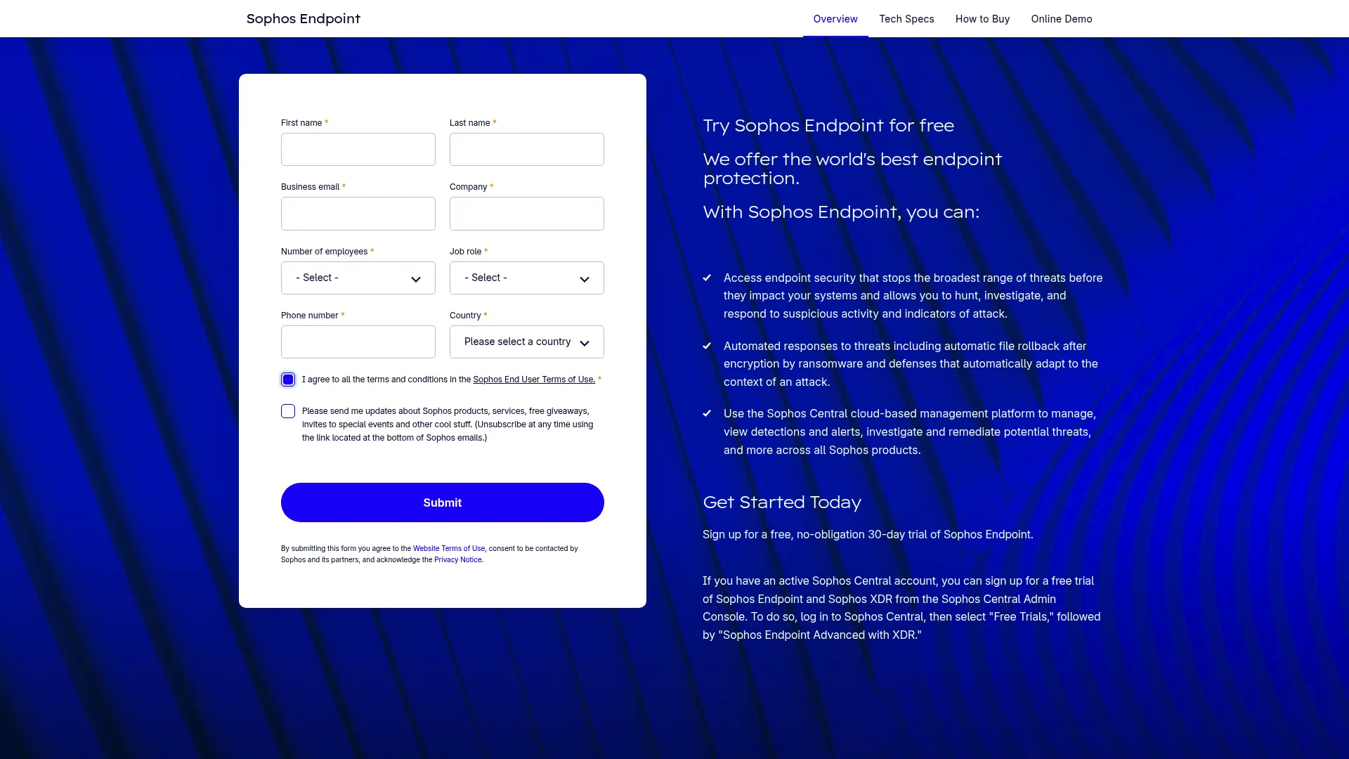 Sophos Endpoint interface