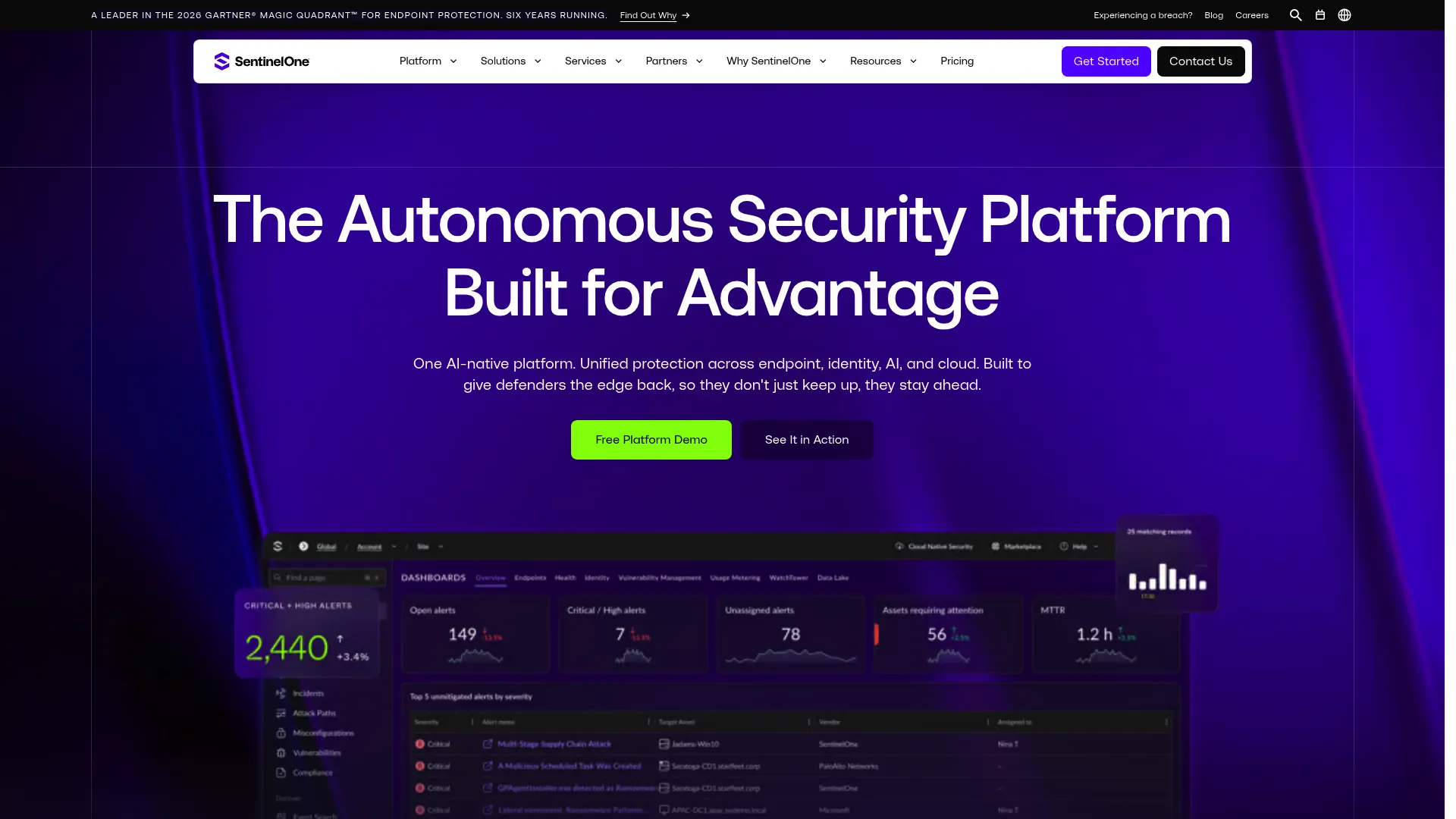 SentinelOne Singularity Endpoint interface