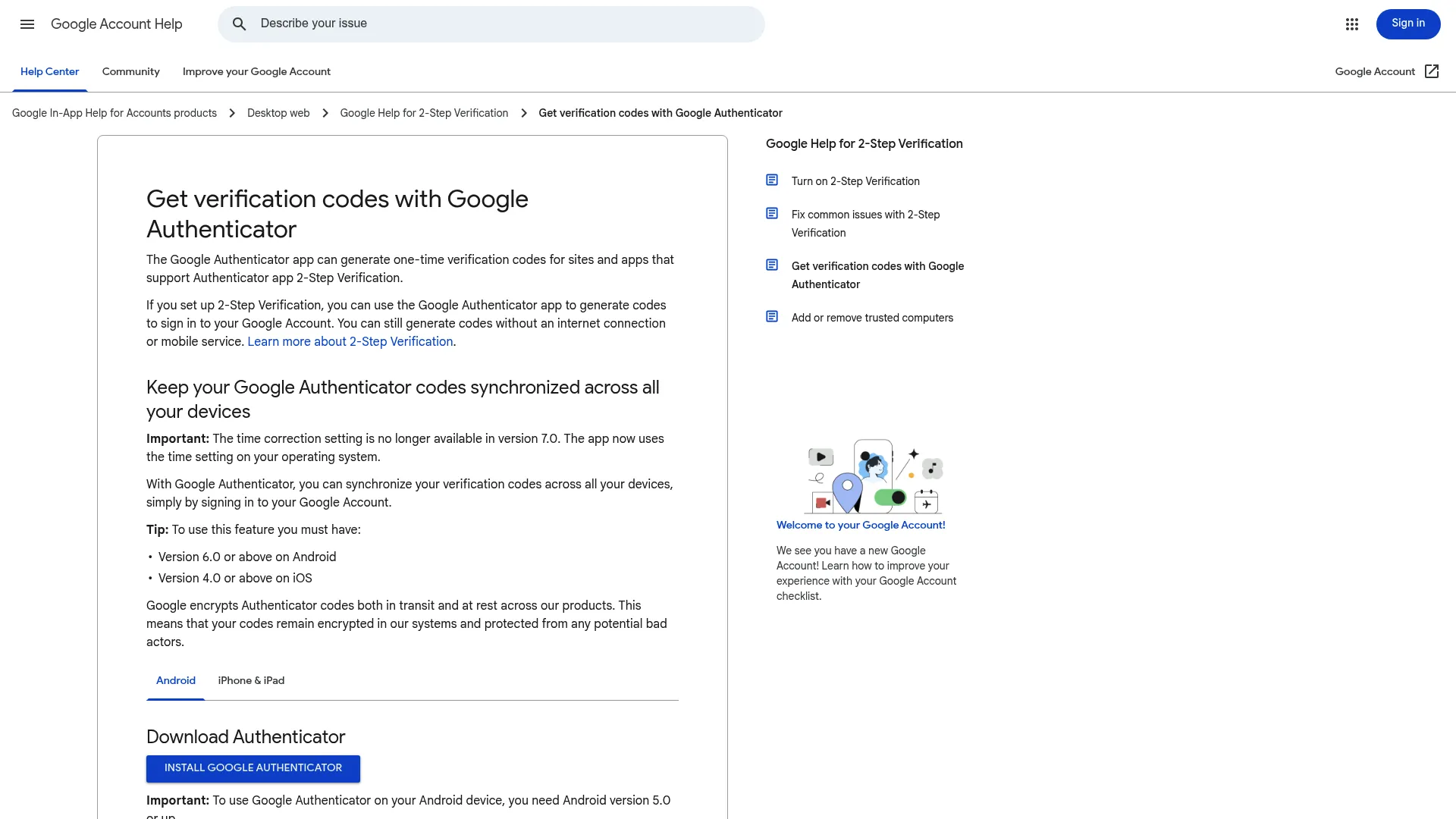 Google Authenticator screenshot