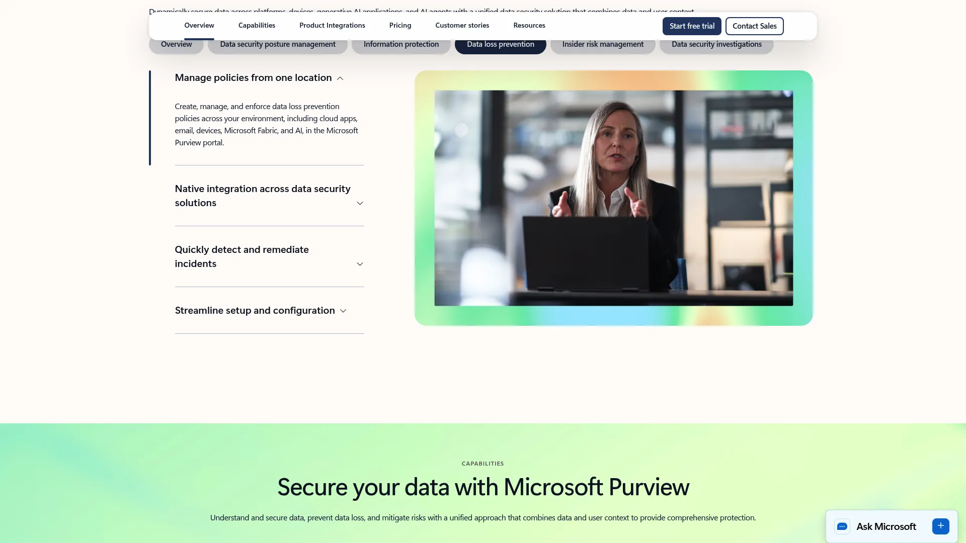 Microsoft Purview Data Loss Prevention product page