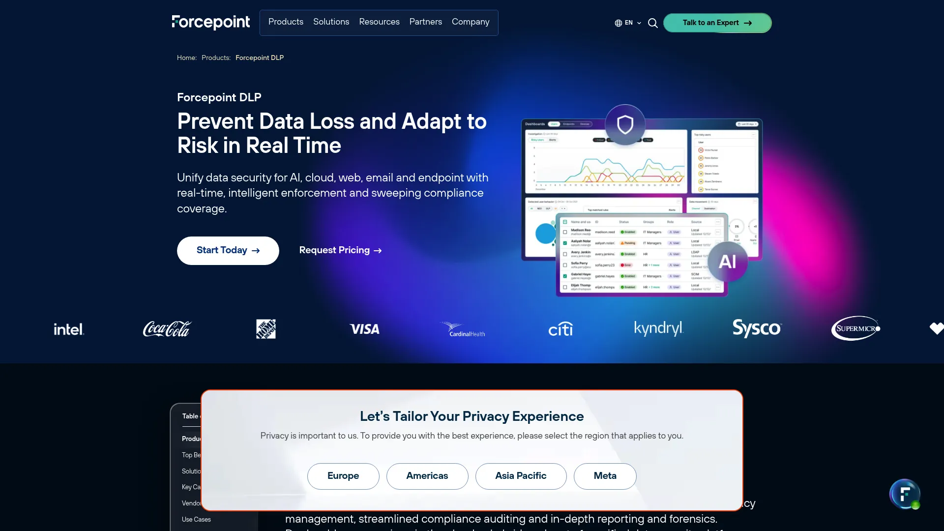 Forcepoint DLP product page