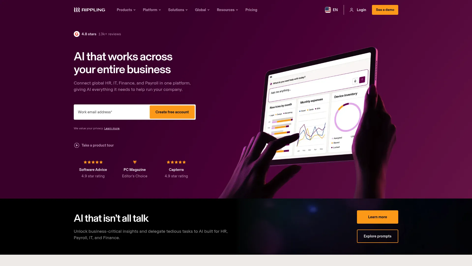 Rippling homepage screenshot