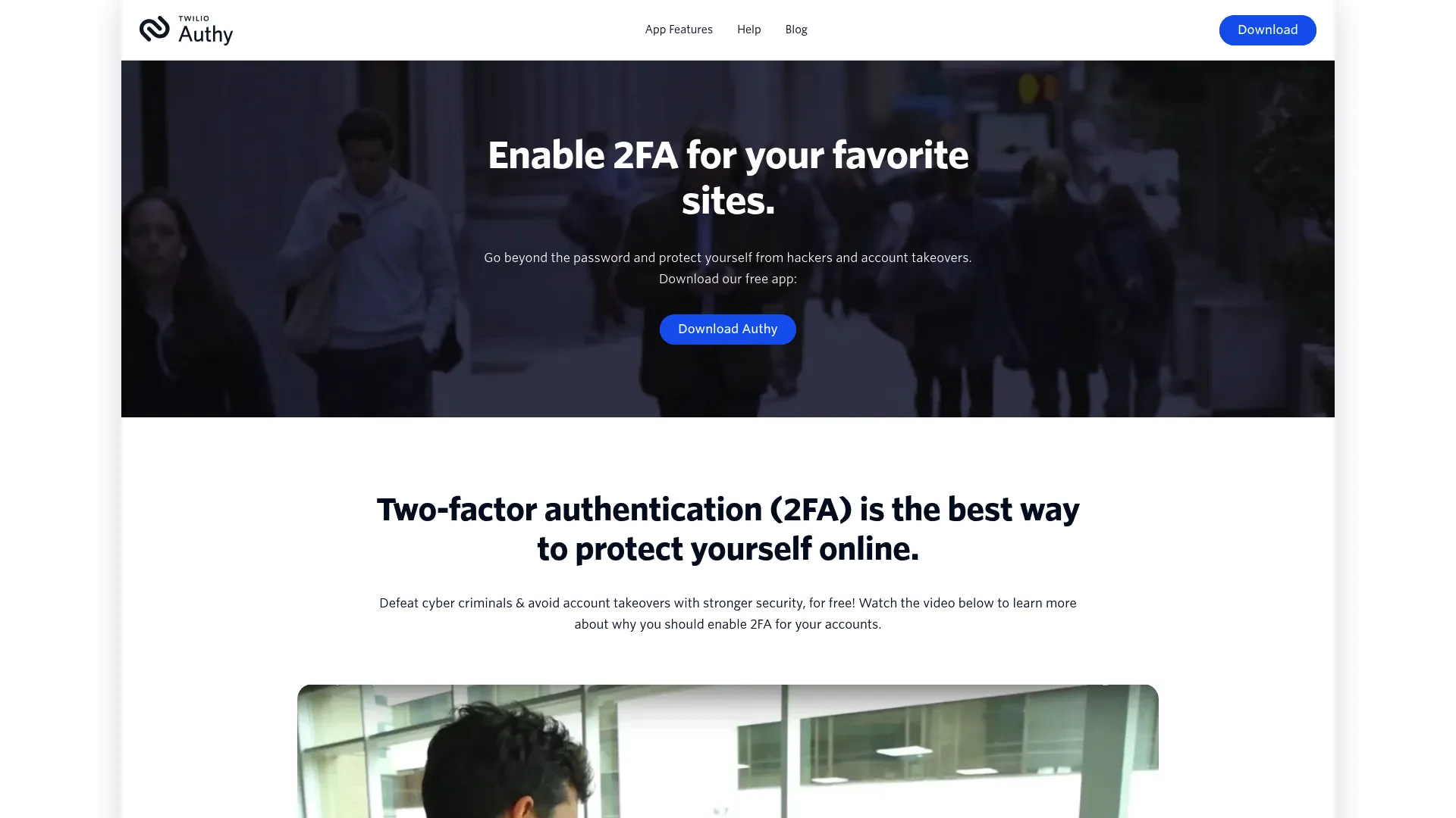 Authy homepage screenshot
