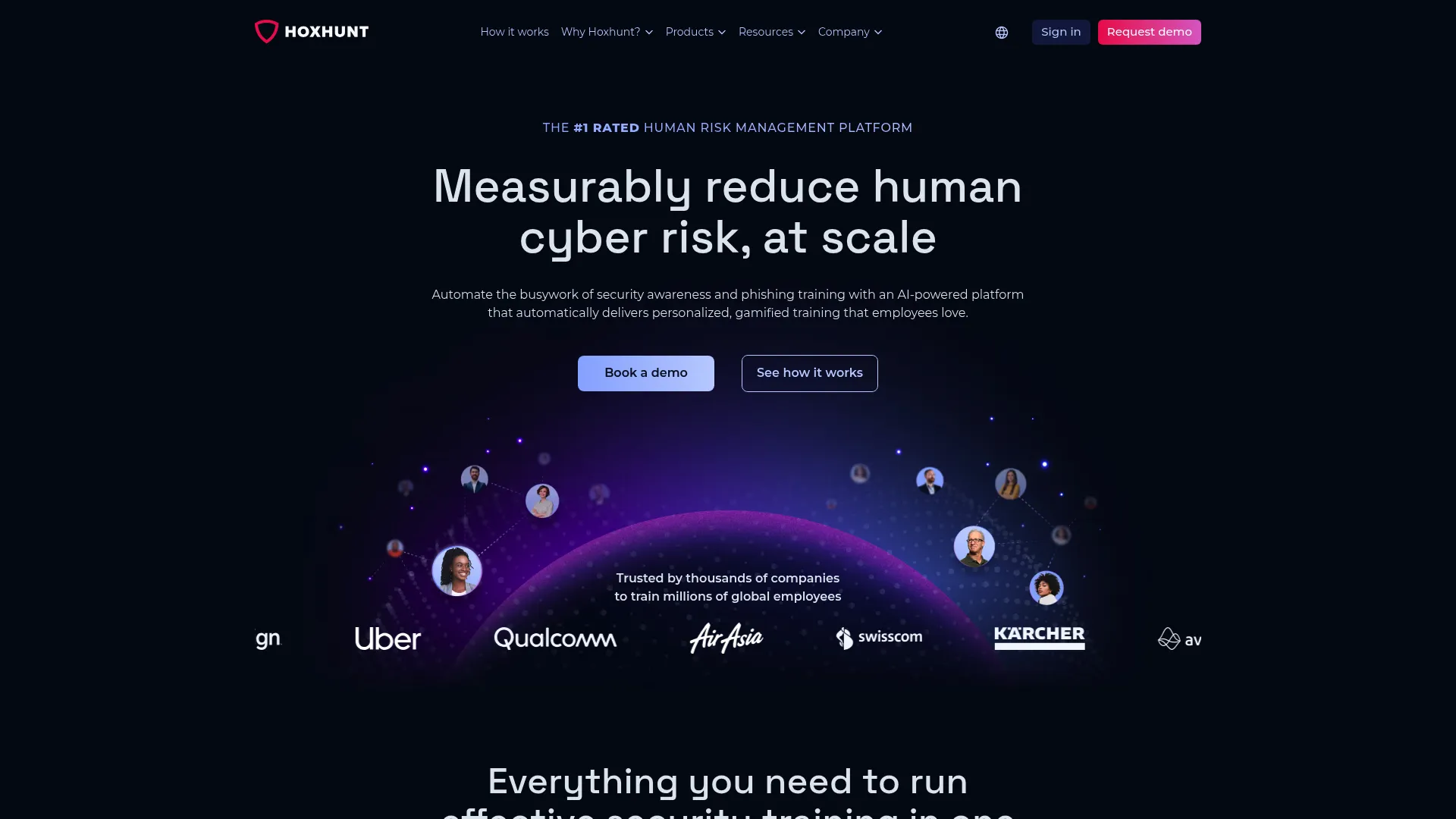 Hoxhunt human risk management and adaptive phishing training platform homepage