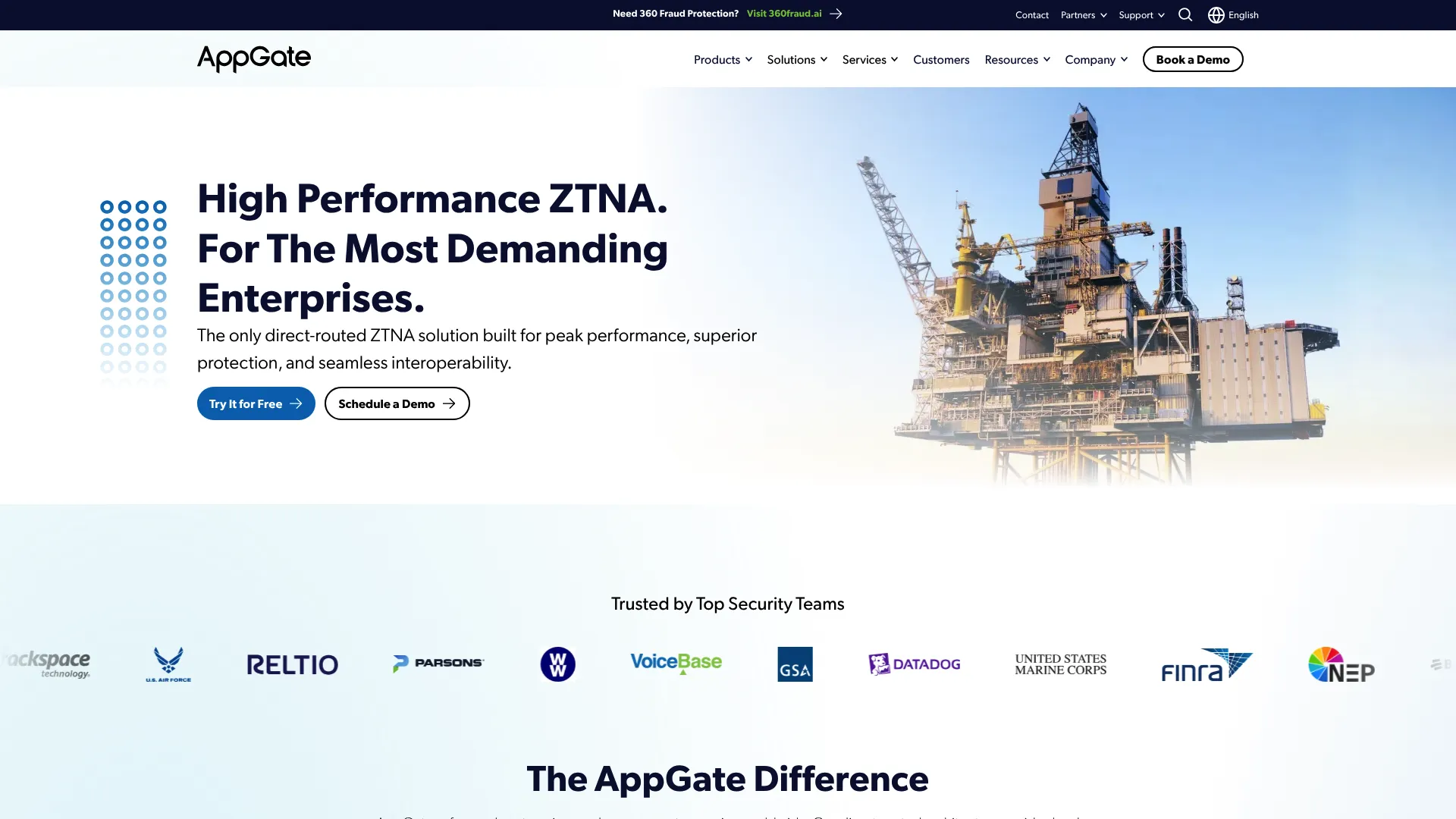 Appgate zero trust network access software homepage