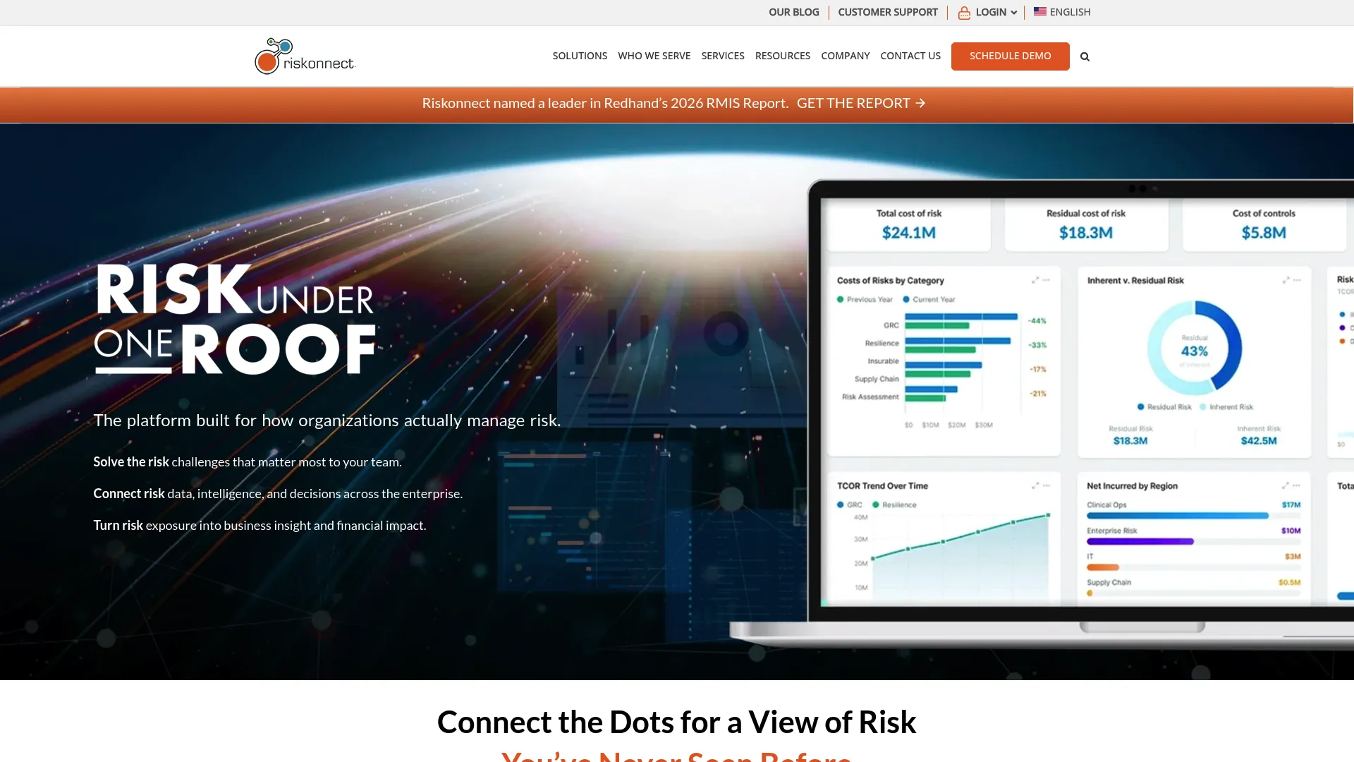 Riskonnect third party risk management platform homepage