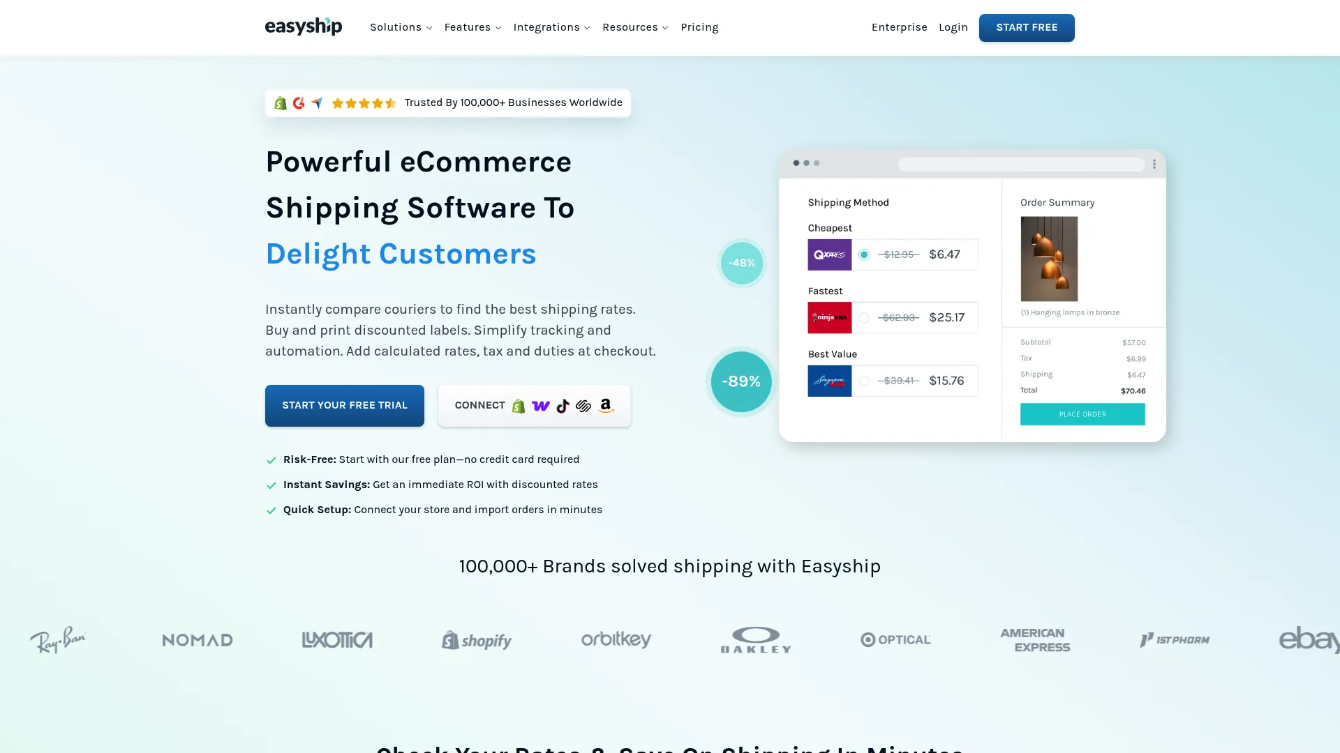Easyship multi carrier shipping software homepage