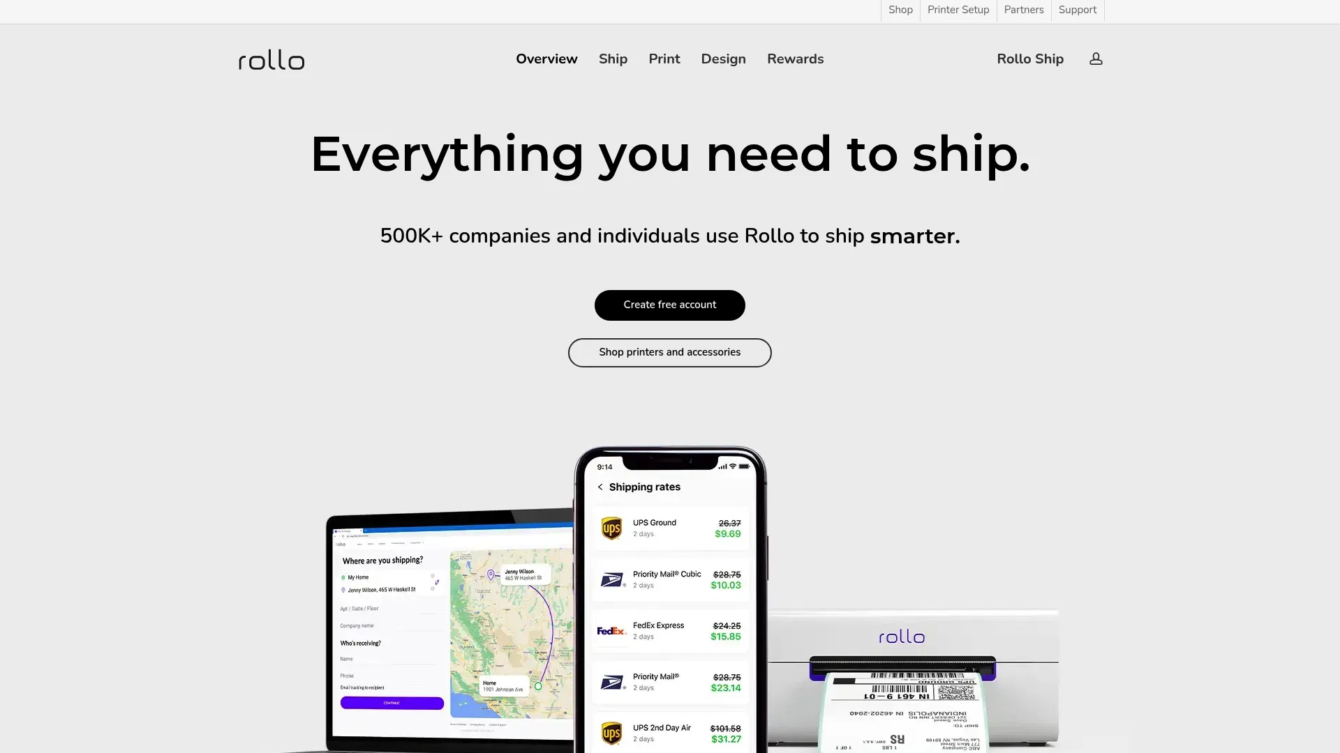Rollo shipping software and label printer